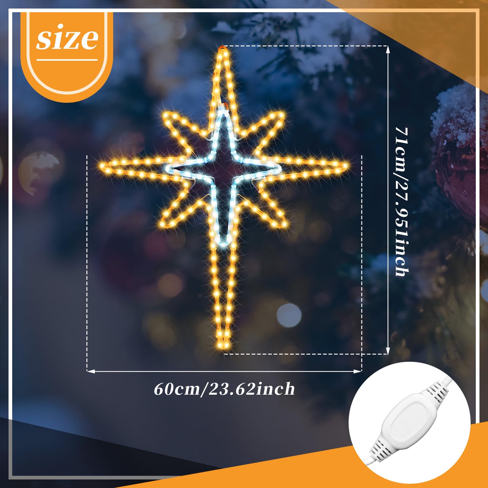 Wettal LED Star Hanging Lights for Christmas Decoration, 28in Iron, White & Warm Light
