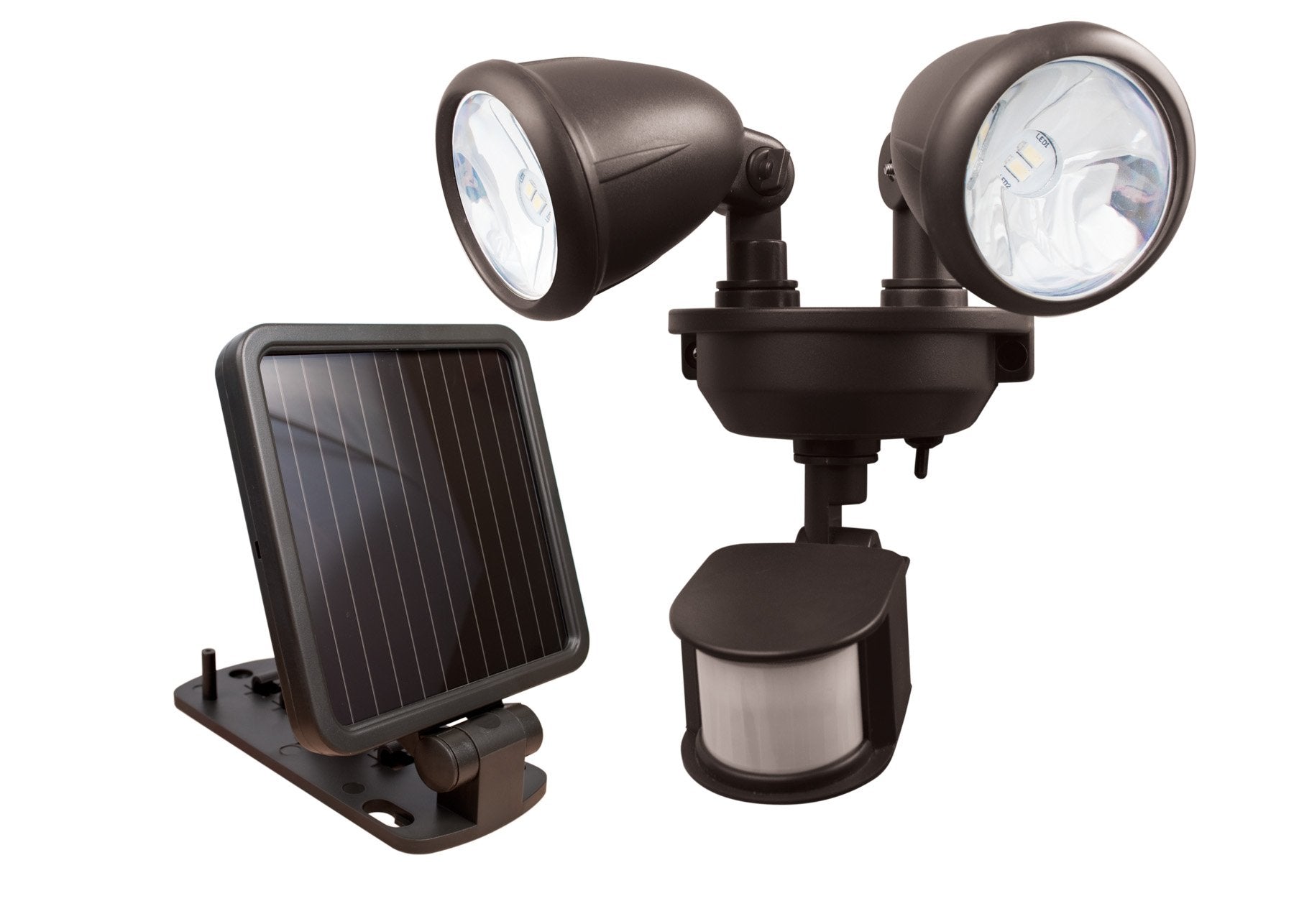 Maxsa 44216 Solar-Powered Dual Head LED Security Light - Dark Bronze