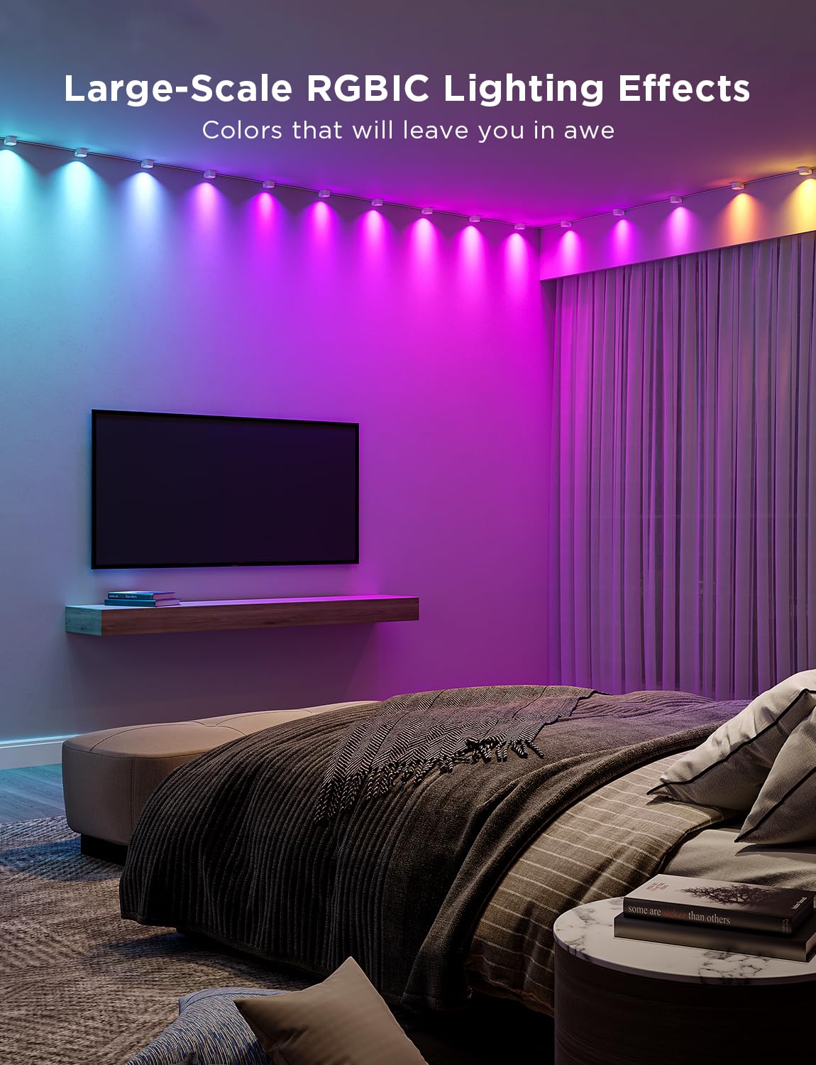Govee RGBIC Smart LED String Lights, 9.8ft Color Changing Indoor Downlights, Works with Alexa, White, Model H608B