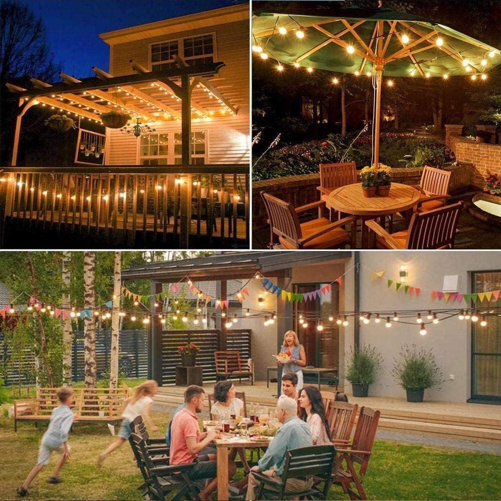 Sunthin Solar String Lights, 50Ft Black G40 Led Bulbs, Waterproof For Patio, Garden, Deck, Model St256