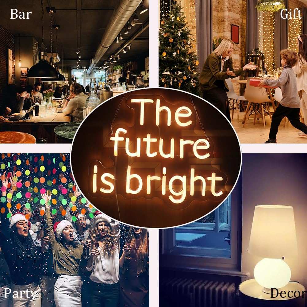 The Future Is Bright Neon Sign  Positive Quotes Decorative Neon Lights For Home Room Wall Decor  Office Wall Decor Neon Light Sign  Christmas Birthday Gift Thanksgiving Gift(Warm White)