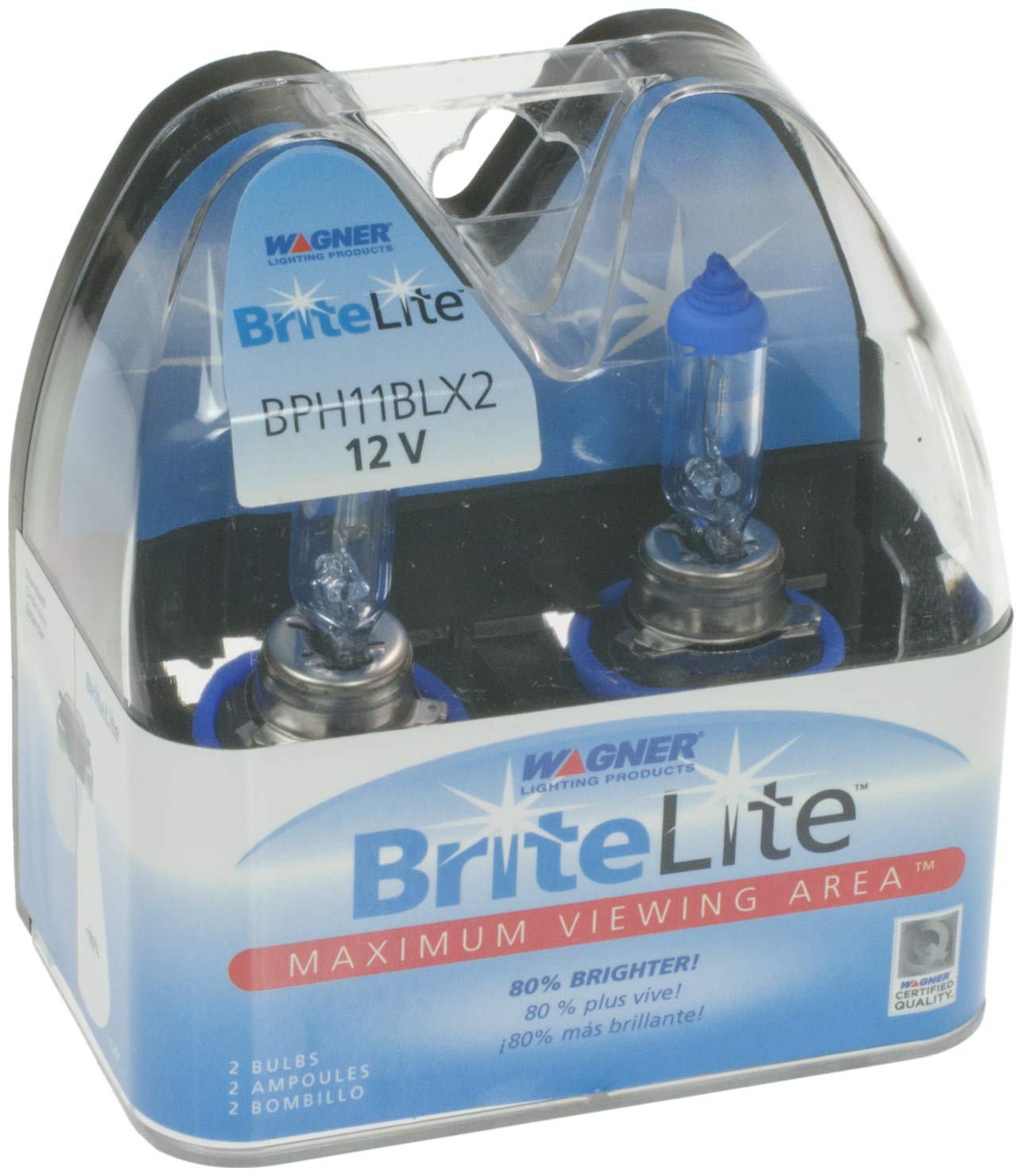 Wagner Brit high-standard Multi-Purpose Light Bulb, H11 Size, Card of 2, Model BPH11BLX2, Factory Color