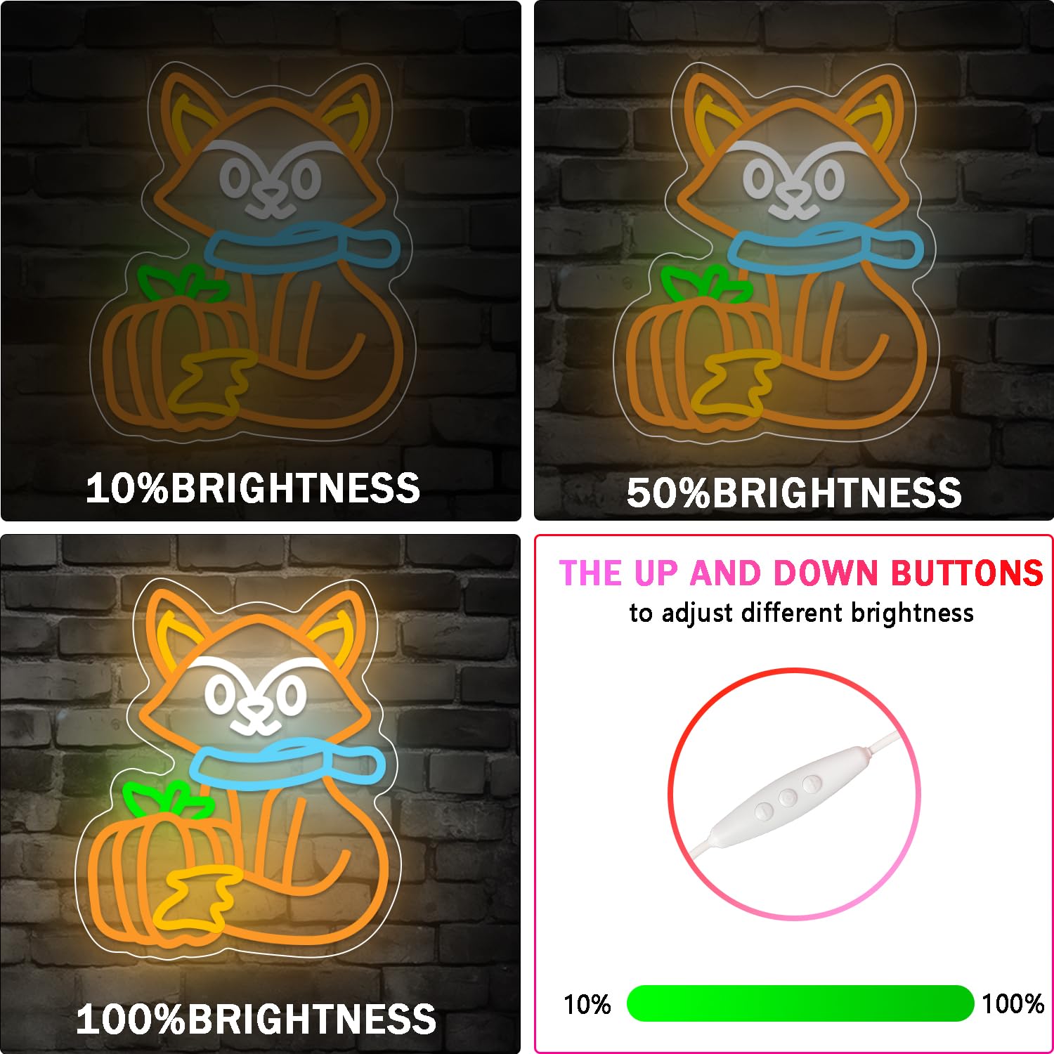 Fox Pumpkin Neon Sign Dimmable For Thanksgiving Neon Sign Led Fall Neon Light Sign Decoration Glowing Sign Usb Powered Wall Hanging Decoration For Thanksgiving Autumn Decor Present