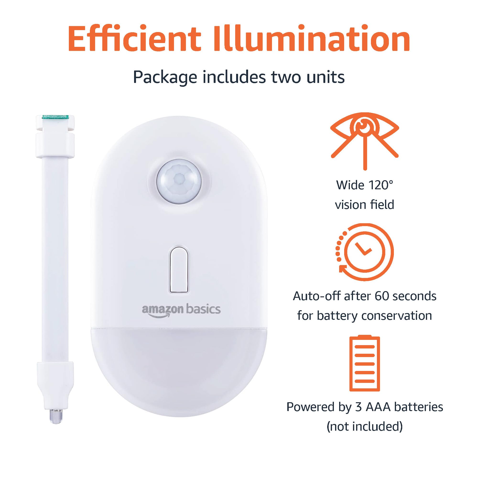 Amazon Basics Color Changing LED Toilet Bowl Light, Battery Operated, 2-Pack, White, Model 59397, Plastic