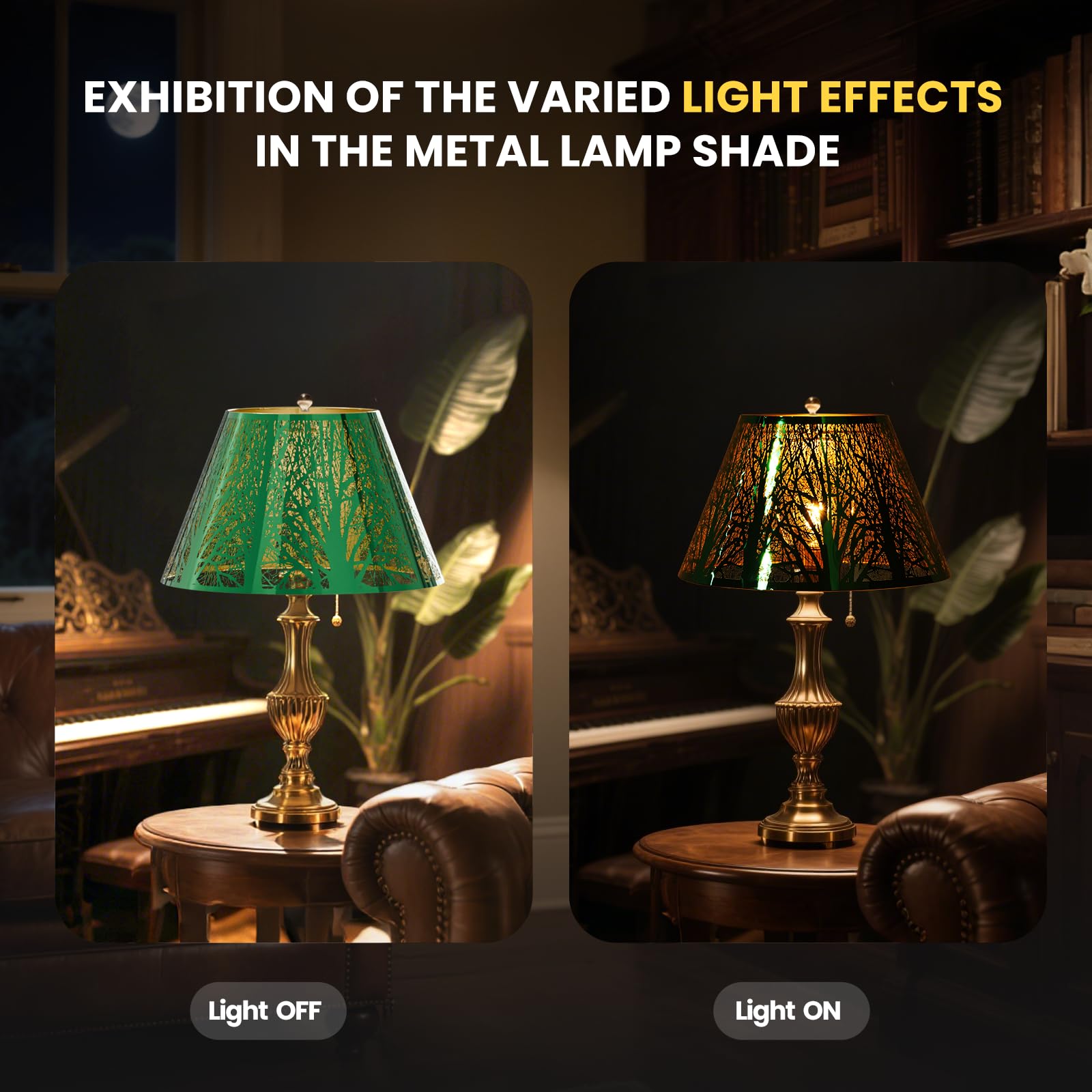 ALUCSET Stainless Steel Lamp Shade, 7in Top x 13in Bottom x 7.8in High, Green Mirror Finish, Model LLA-S23113