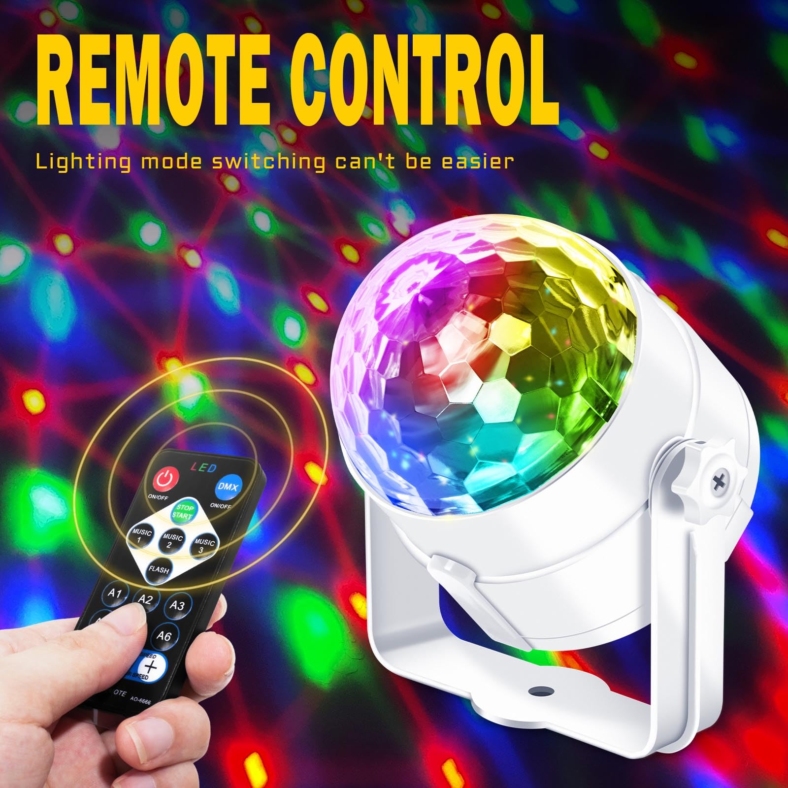 Apeocose 2-Pack Disco Ball Party Lights Sound Activated Remote Control, Music Sync Dj Strobe Lamp For Birthday Mardi Gras Easter