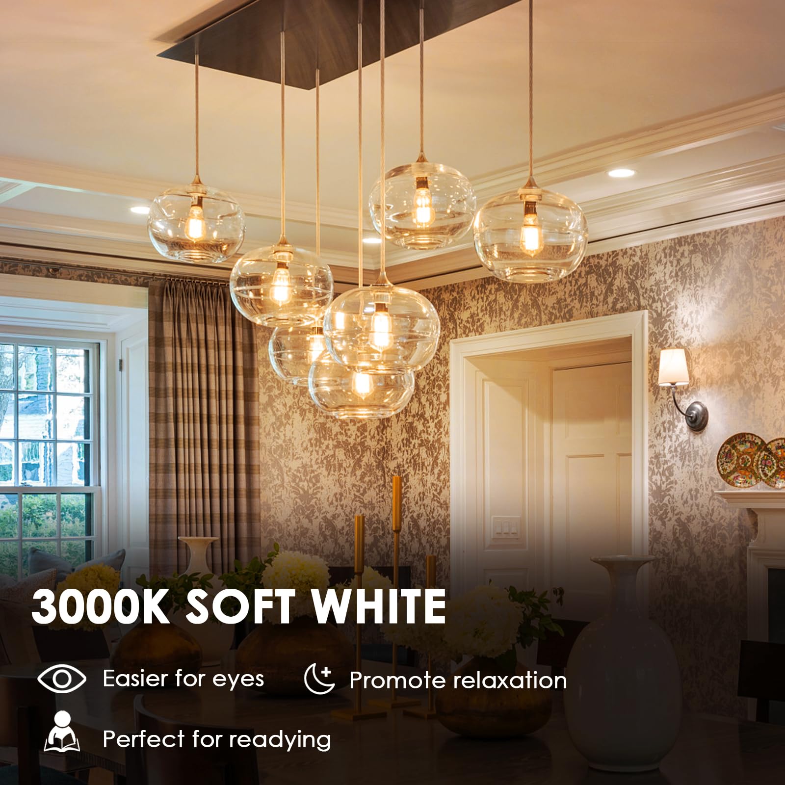 Dimmable Led Edison Bulbs 4W (40 Watt Equivalent) 400 Lumens, 3000K Soft White, St64 E26 Base Led Light Bulbs, Vintage Clear Gla