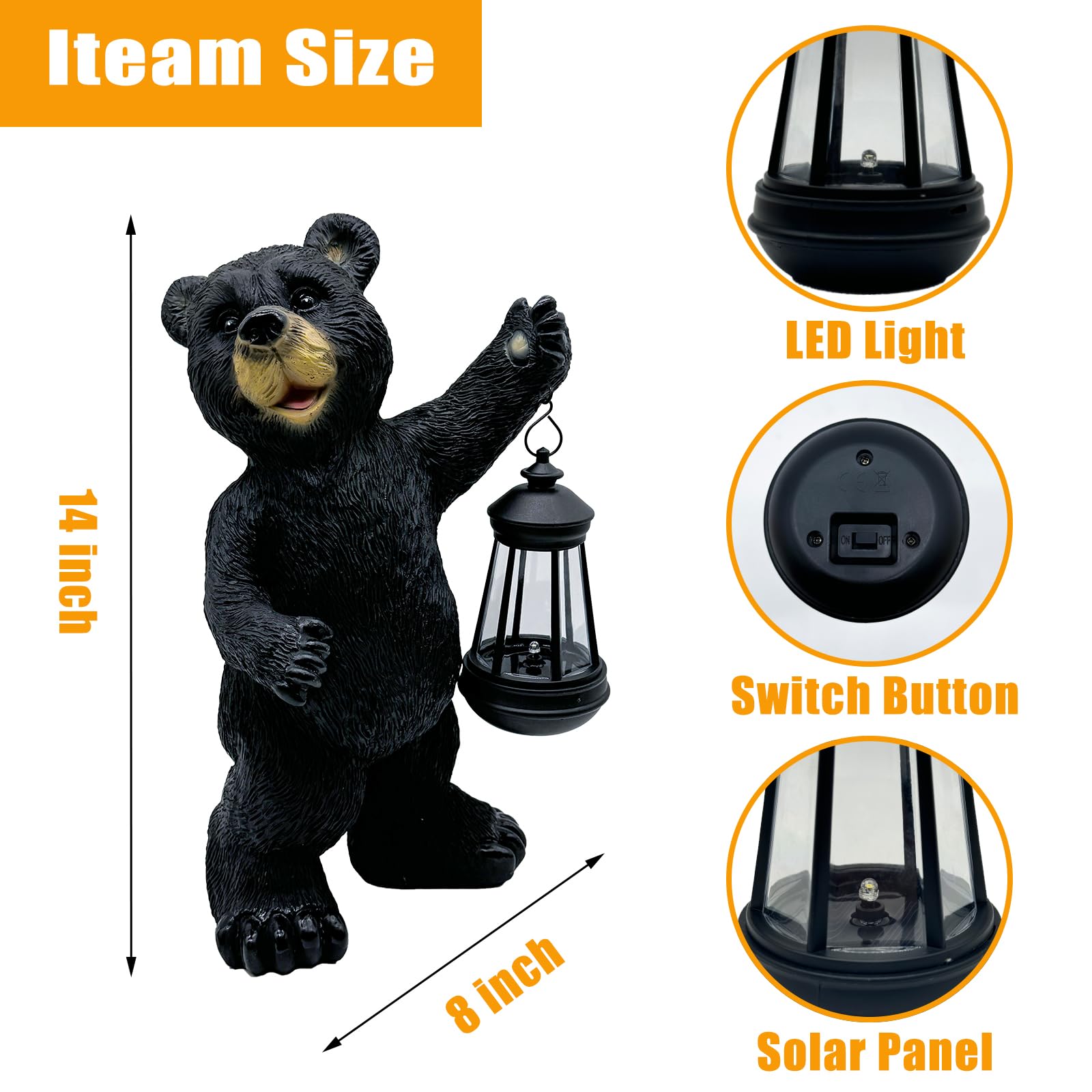 Vasesun Solar Lantern Garden Statues Decor, Outdoor Bear Figurine Lights For Yard Patio Decoration - Unique Christmas Housewarmi