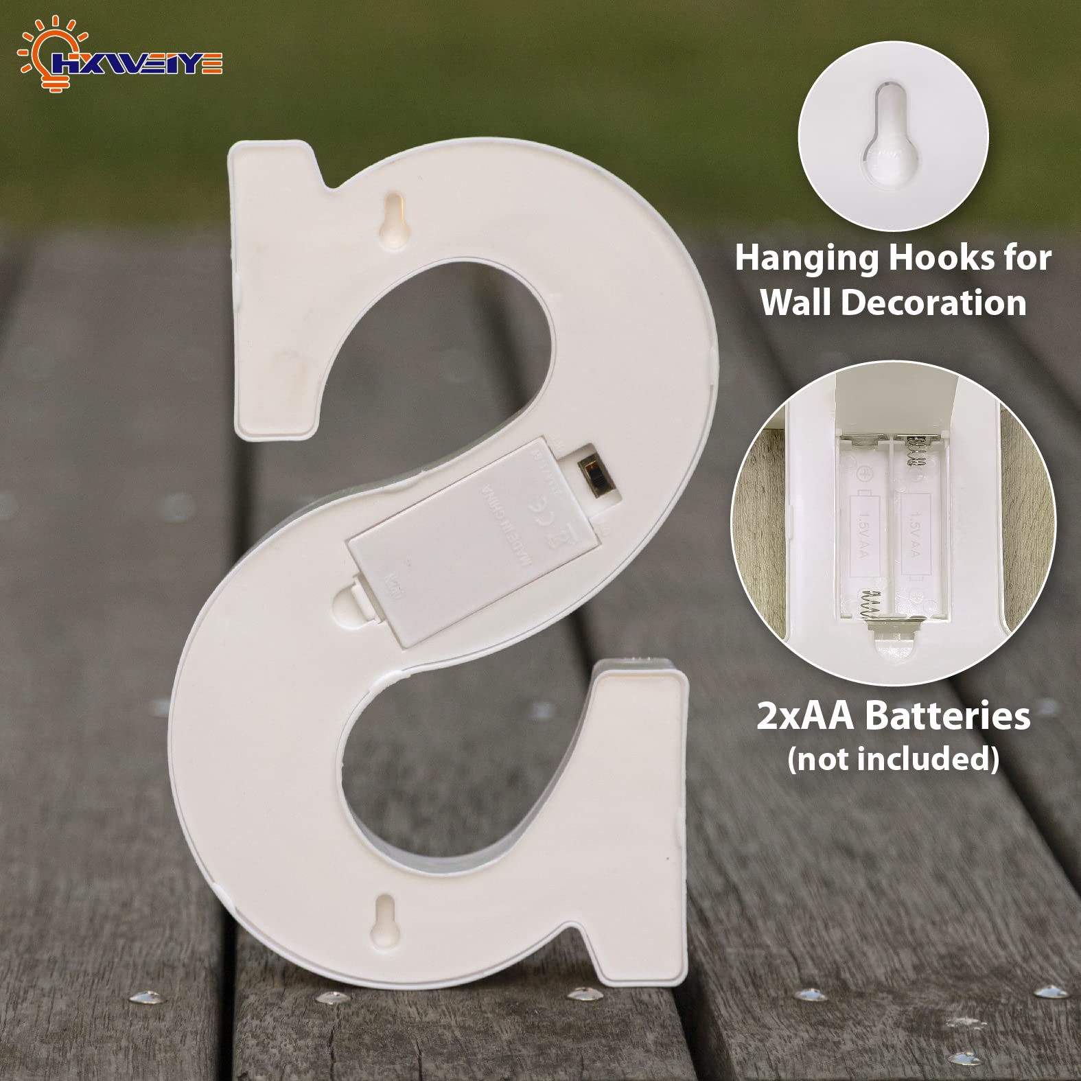 HXWEIYE LED Marquee Lights Sign, 26 Alphabet & 10 Numbers, Warm White-S, Battery Powered, Plastic for Party & Decor