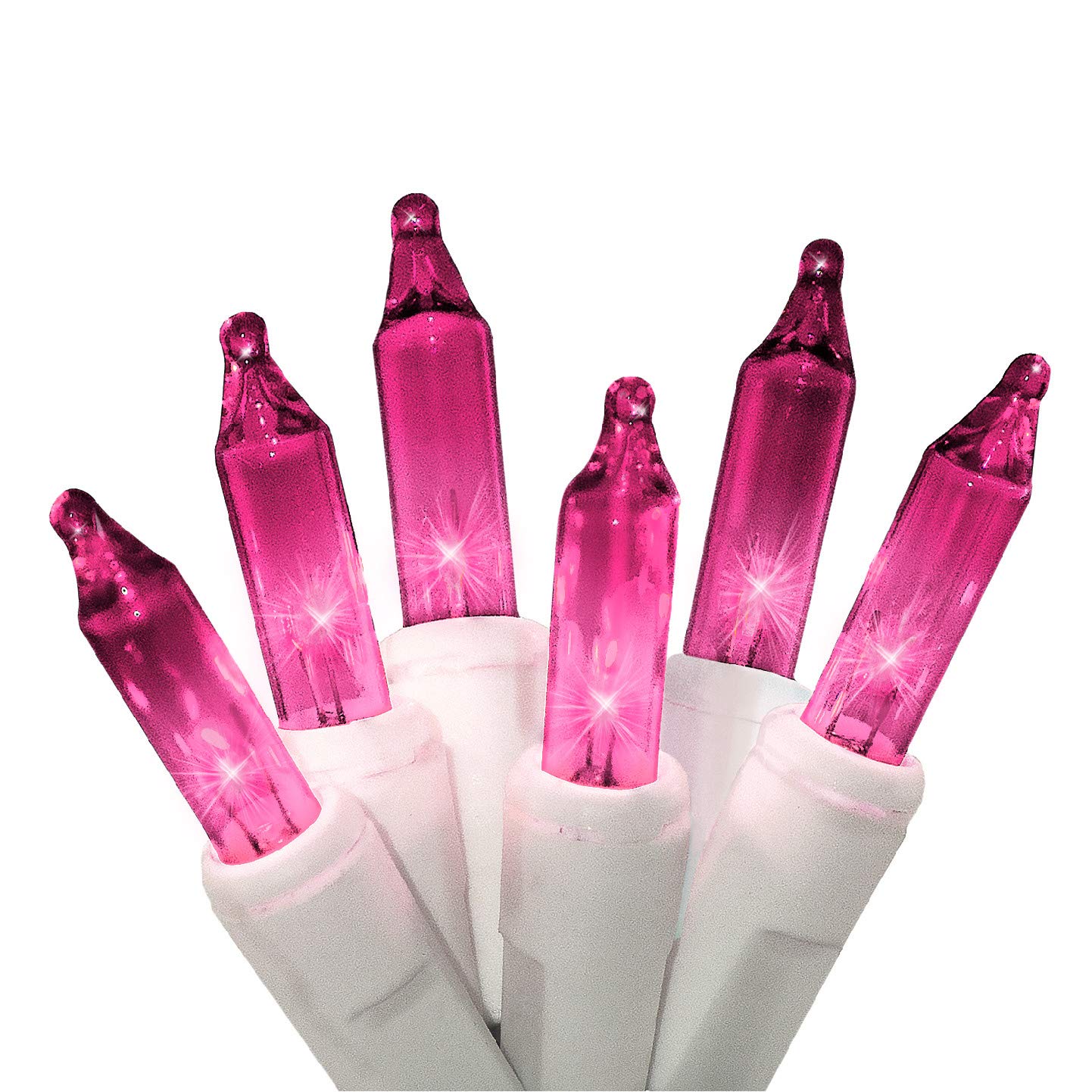 612 Vermont Pink Christmas Lights, 18 Lighted Length, UL Approved, Indoor/Outdoor, Model LHS100-2(0.34)-LHM