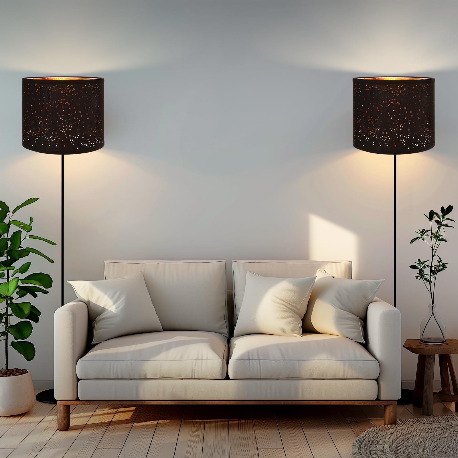 Large Lamp Shades Set Of 2 Starlight Light Effect Drum Lamp Shades 15'' Top X 15'' Bottom X 12'' High,Spider Fitter, Come With 1