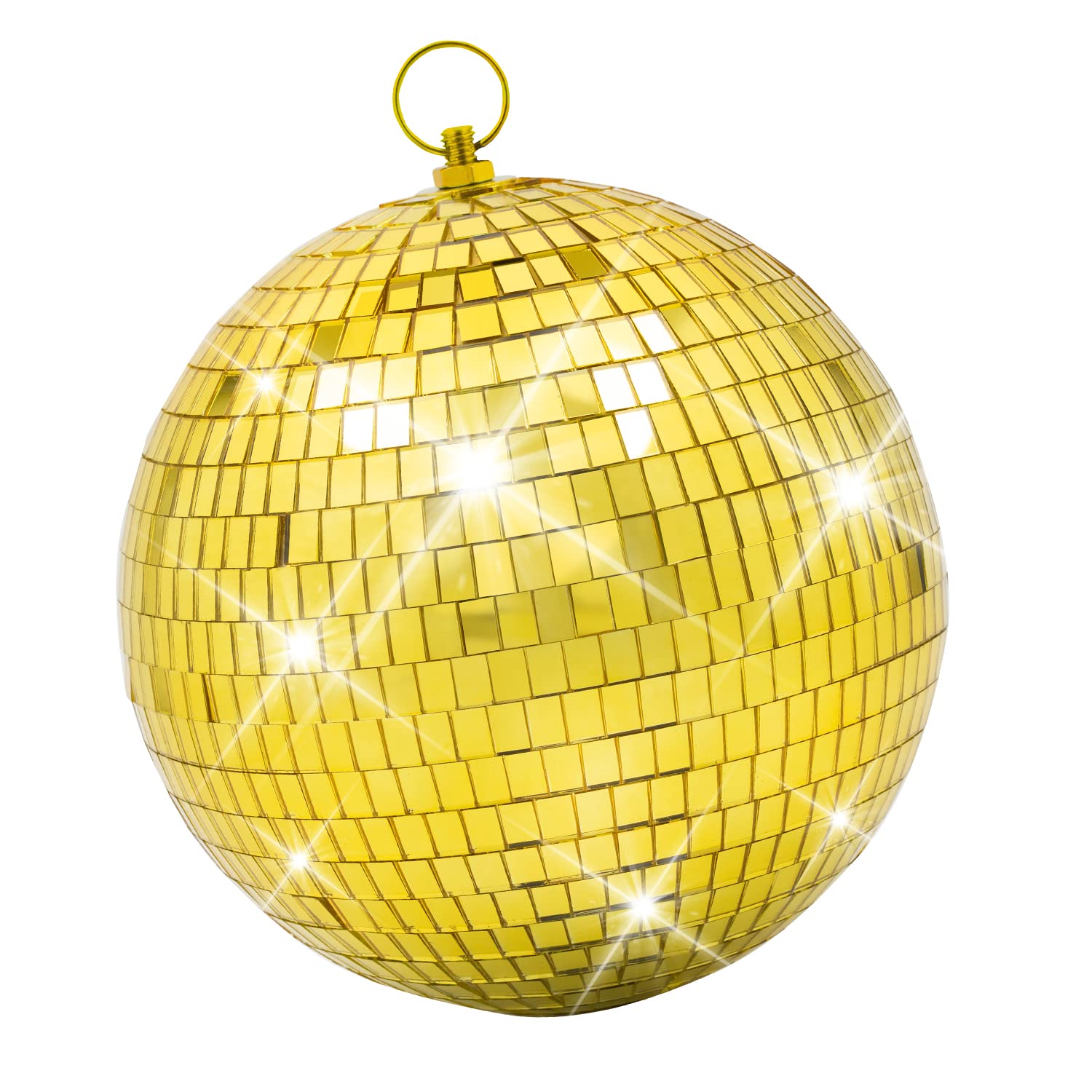 Mirror Disco Ball Decor with Hanging Ring: 8 Inch Large Gold Disco Ball Ornaments - Hanging Party Disco Balls for Party Decorati
