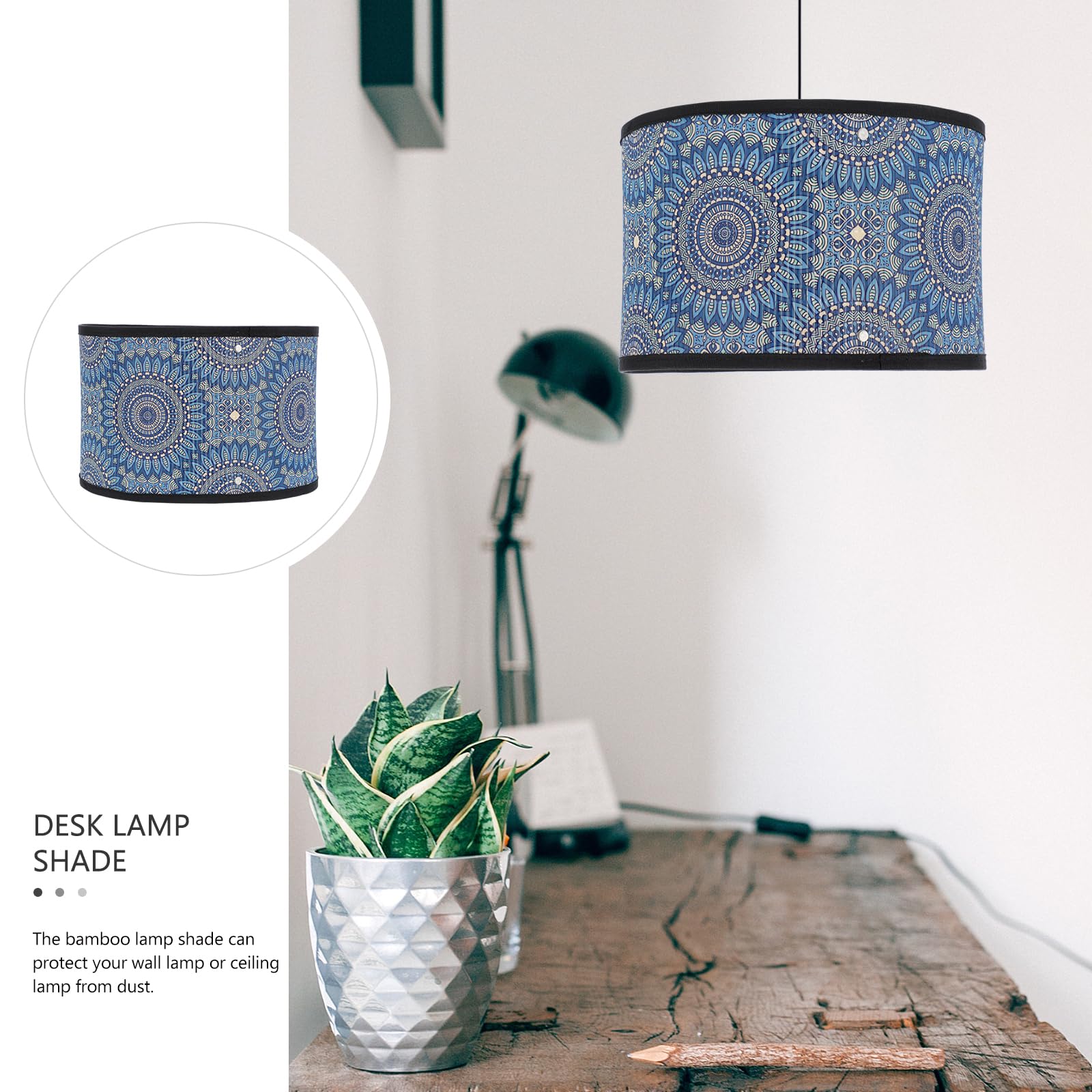 Uonlytech Bamboo Lamp Shade Metal Clip On Bulb Barrel Light Covers Vintage Mandala Chandelier Protector For Table Chandelier Wal