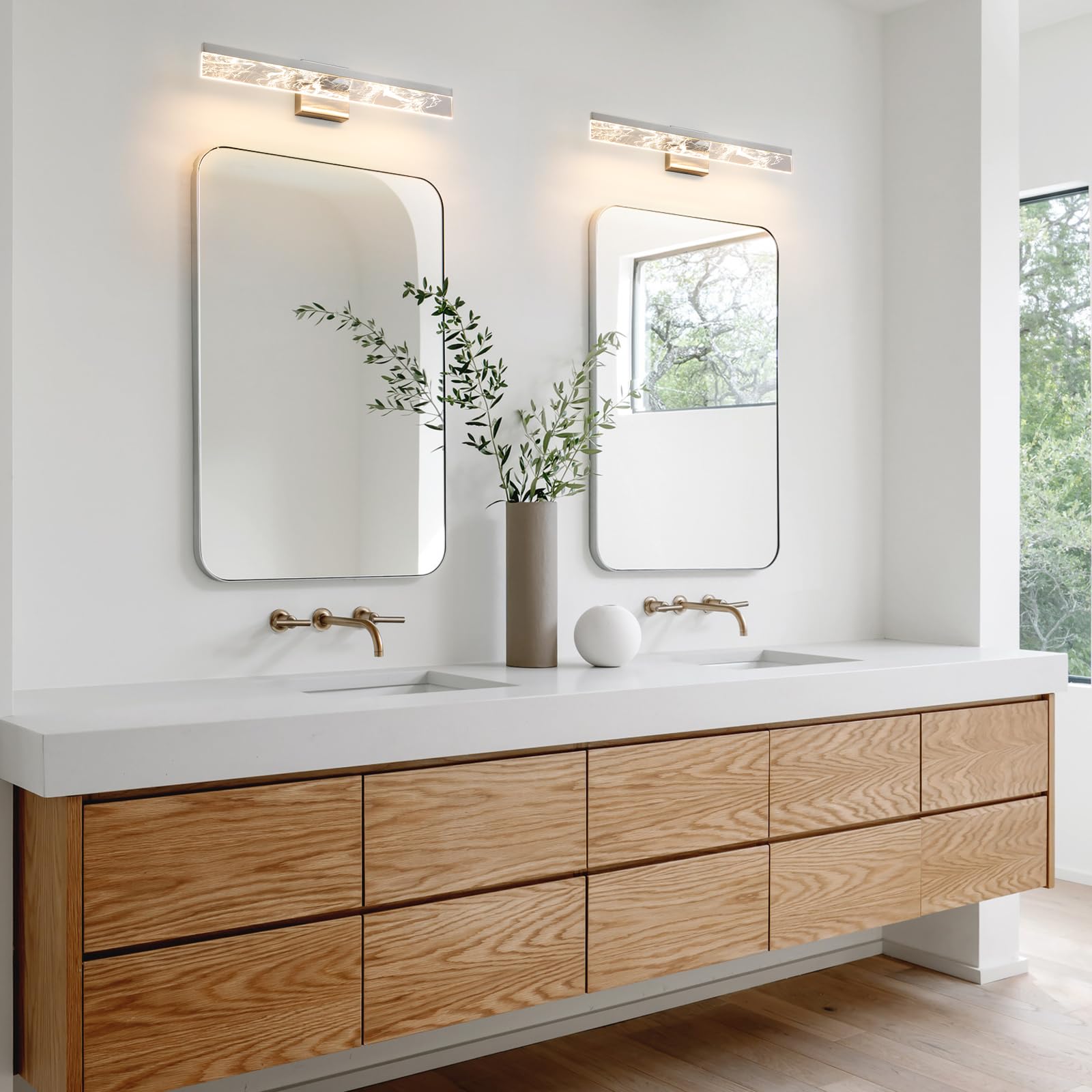AIJIASI Brushed Nickel Vanity Light, 24 Inch, 18W 3000K LED, Modern Wall Mount, Model 8205WL-24SN-US