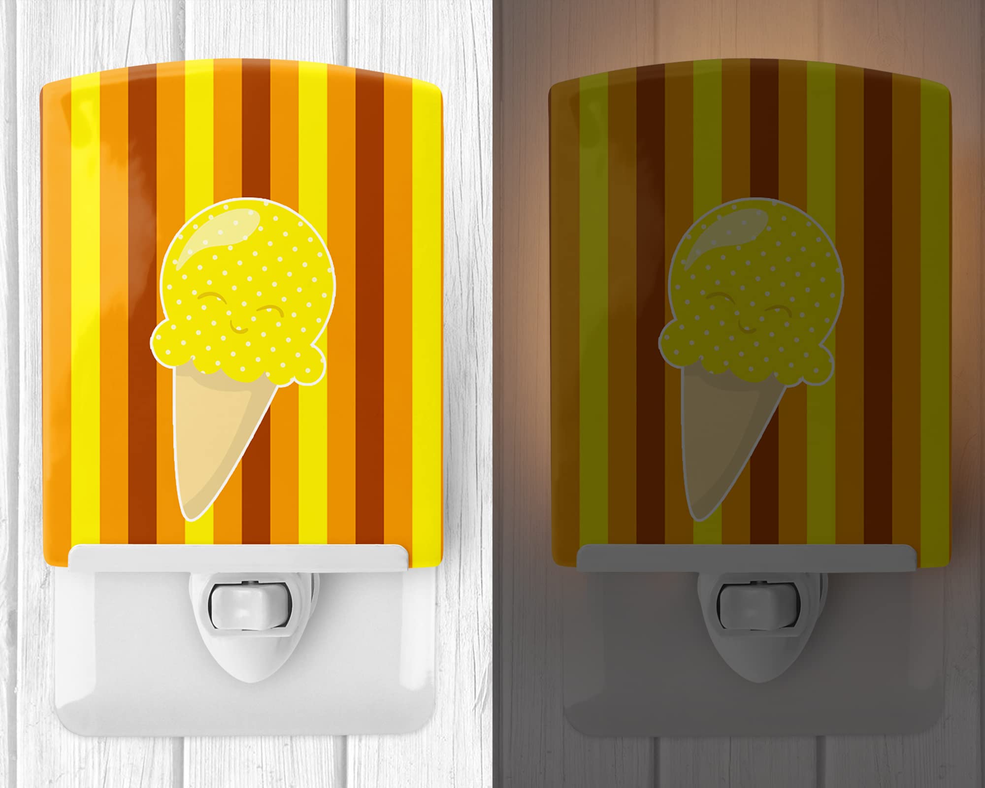 Carolines Treasures BB9063CNL Ice Cream Cone Yellow Ceramic Night Light Compact, UL-Certified, Ideal for Bedroom, Bathroom, Nur