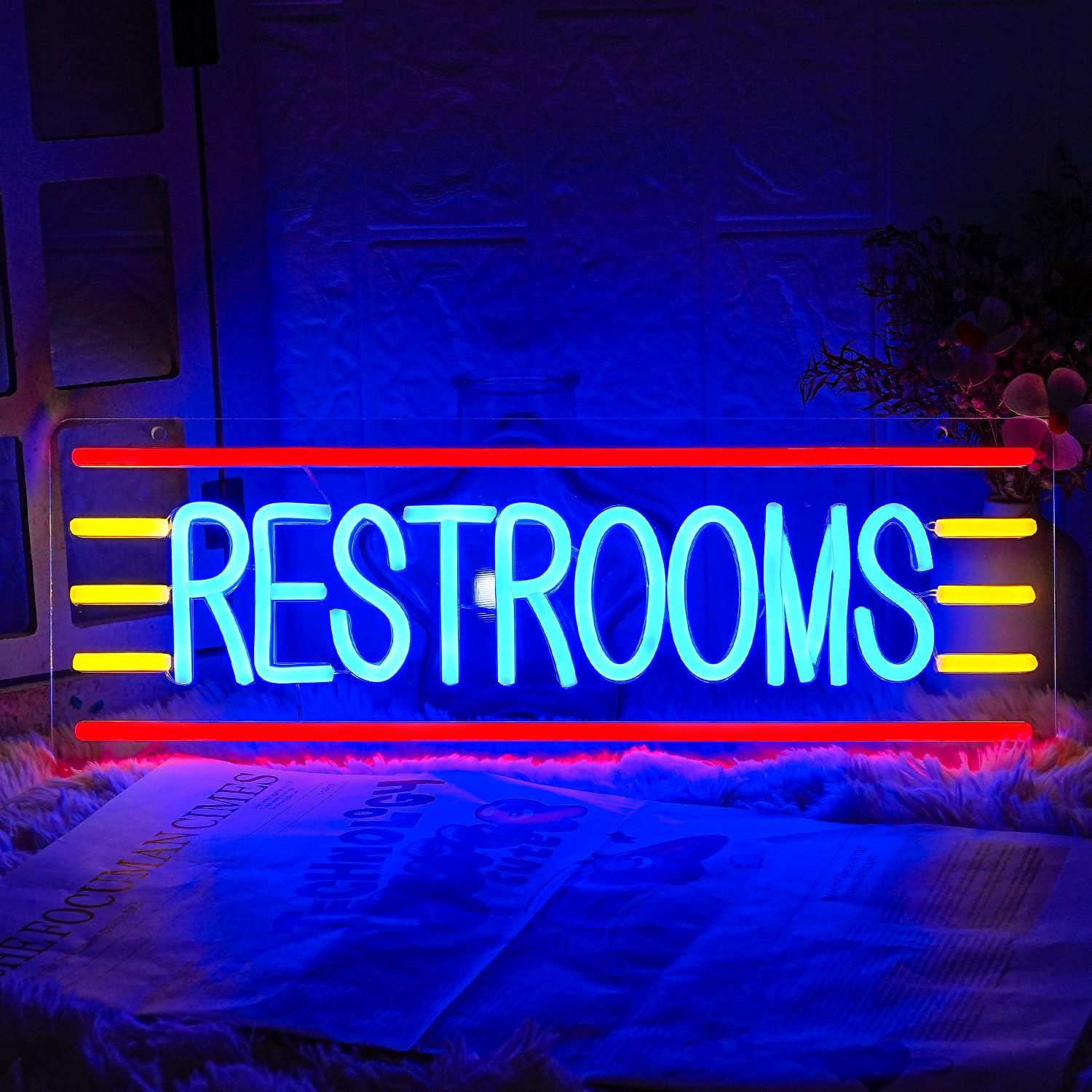 LMSIGNLY Neon Sign for Restrooms - Colorful LED Light, 16.9inx5.9in, Perfect for Business, Bathroom, Bar, Shop, Hotel, Mall Decor