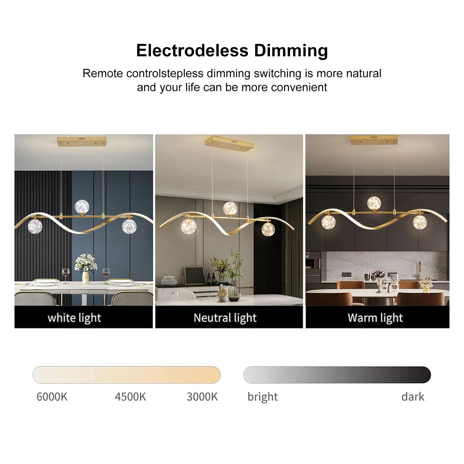 Buluxe Led Linear Kitchen Island Light Fixtures, Modern Dimmable Dining Room Light Fixture 4-Light