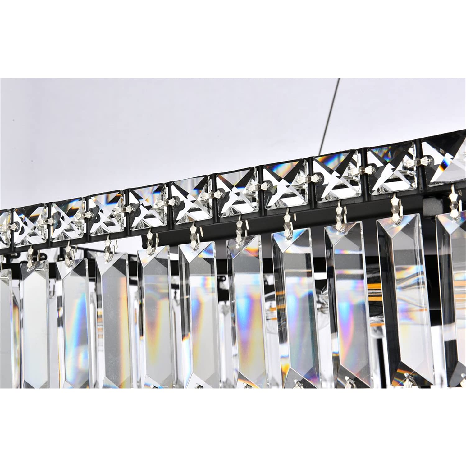 Elegant Lighting Maxime 24&quot; Black Metal & Crystal Chandelier - Luxurious Home Decor