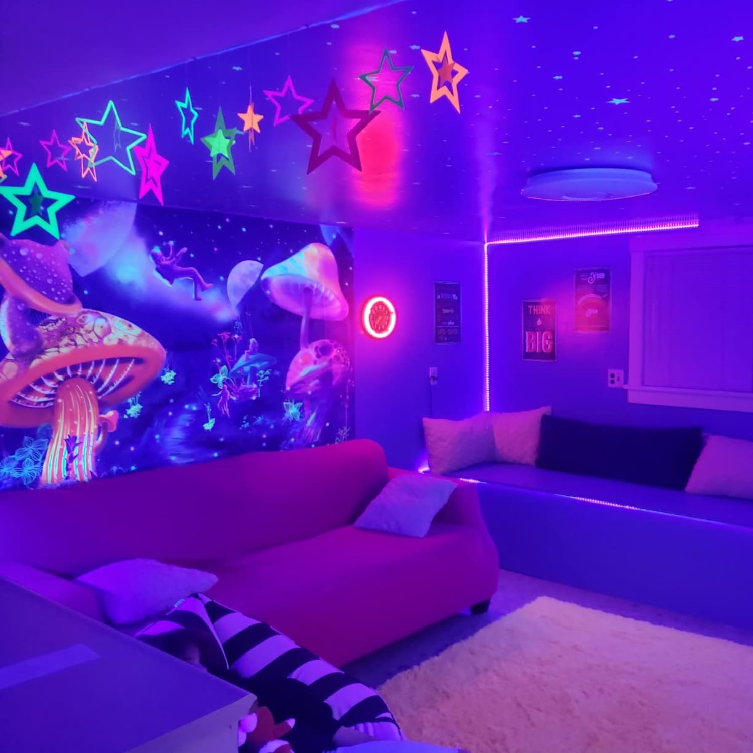 Junwen 24.6Ft Black Led Strip Lights Kit, 450 Units, 12V Flexible Blacklight For Parties & Events, Model Jw99907-Uv-Us