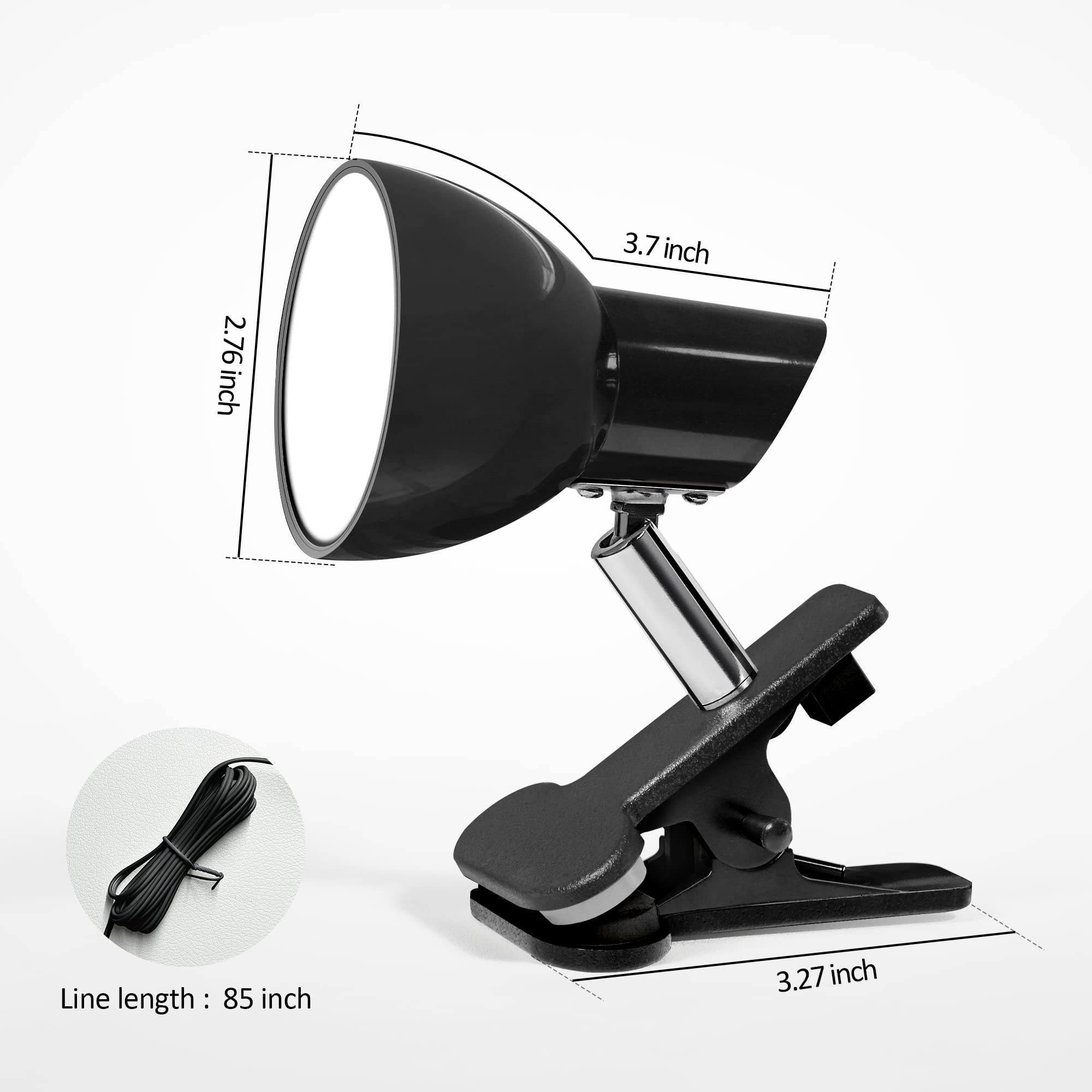TOPMB Clamp Light - Super Bright Clip Lamp, Small, Black, Model HC001-B, Easy to Attach Illumination for Reading in Bed