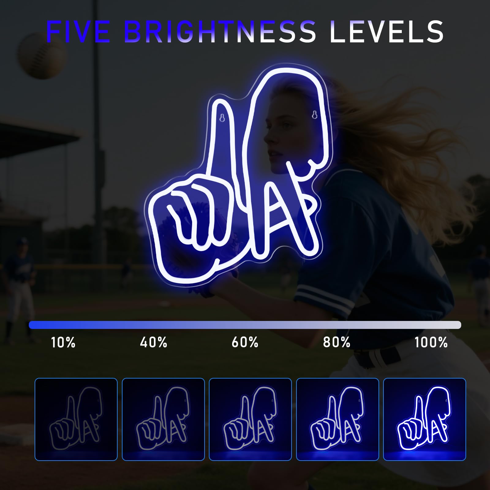 La Baseball Neon Sign Dimmable Gesture Los Angeles Neon Lights For Man Cave Baseball Team Logo Led Sign For Wall Decor Bedroom Party Birthday Christmas Gift Fans