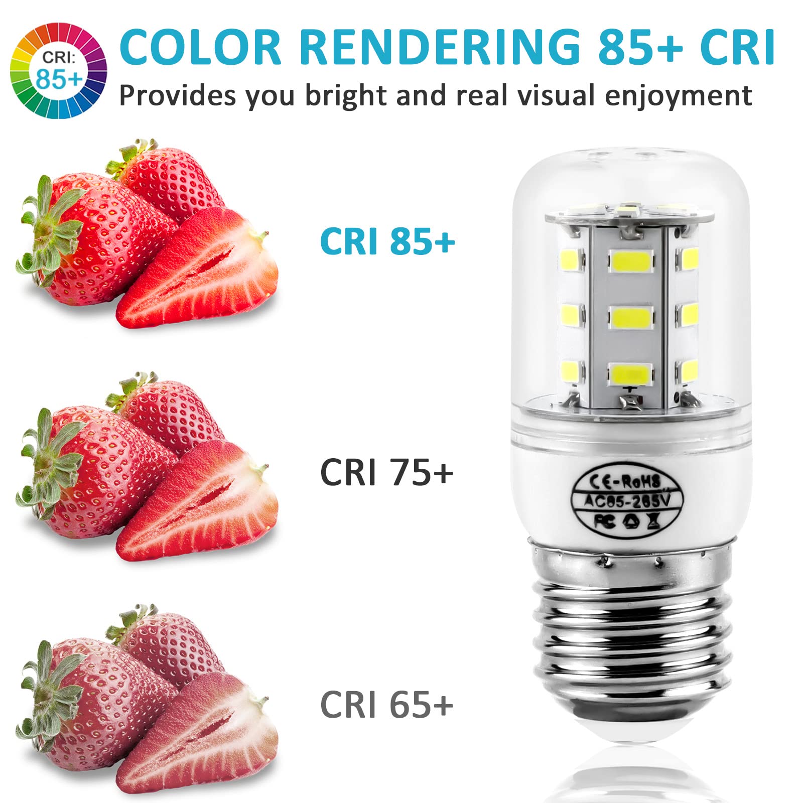 Miflus Refrigerator Light Bulb,Appliance Bulb 5304511738/ Light Bulb Kei D34L E26/E27 3.5W 5000K (85V-265V White Light) Compatib