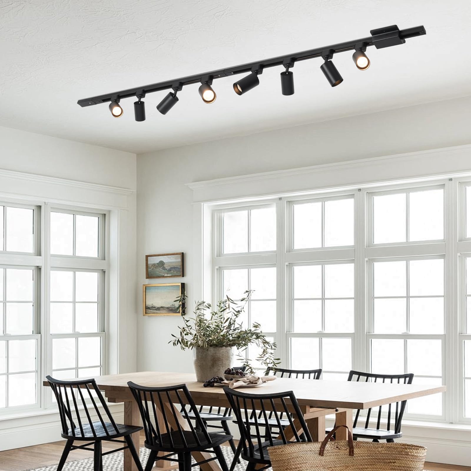 Hiiglxii 8-Light Led Track Lighting Kit With 6.6Ft H Track Lighting Rails & Floating Canopy Connector  Gu10 Track Light Kit  Modern Kitchen Track Lighting Fixtures Ceiling Spot Light  Black (No Bulbs)