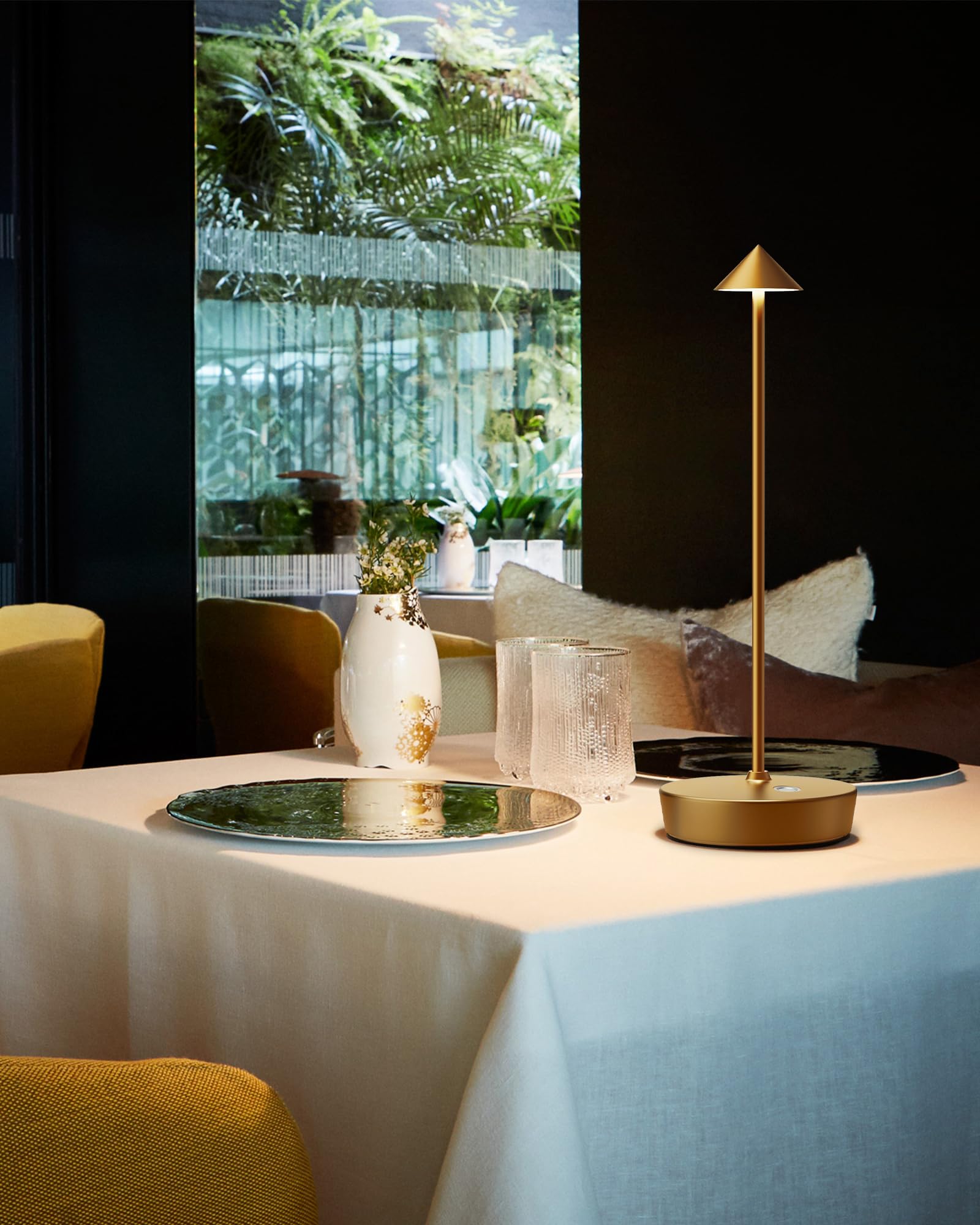 Shangcai Cordless Table Lamps Rechargeable  6000Mah Battery Operated Led Desk Lamp Outdoor Waterproof Portable Touch Dimmable Table Night Light For Patio Restaurant Dining Home Set Of 2 Bronze