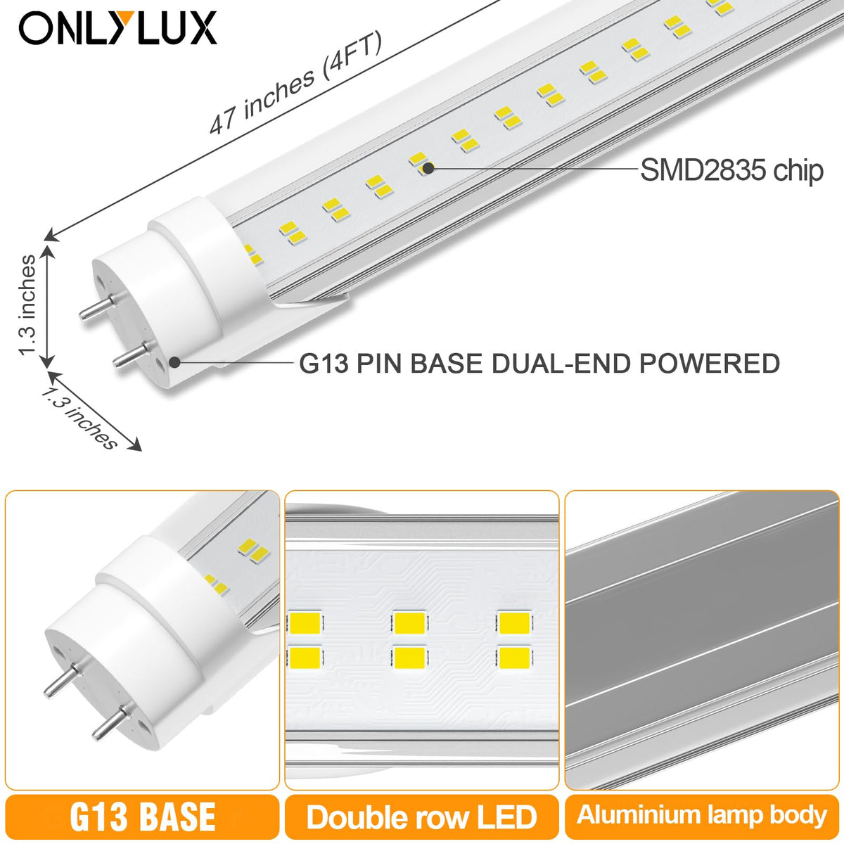 T8 Letters Onlylux 50 Pack T8 Bulbs 4 Foot 6500K Daylight, 5000Lumens, 36W, 4Ft L ...