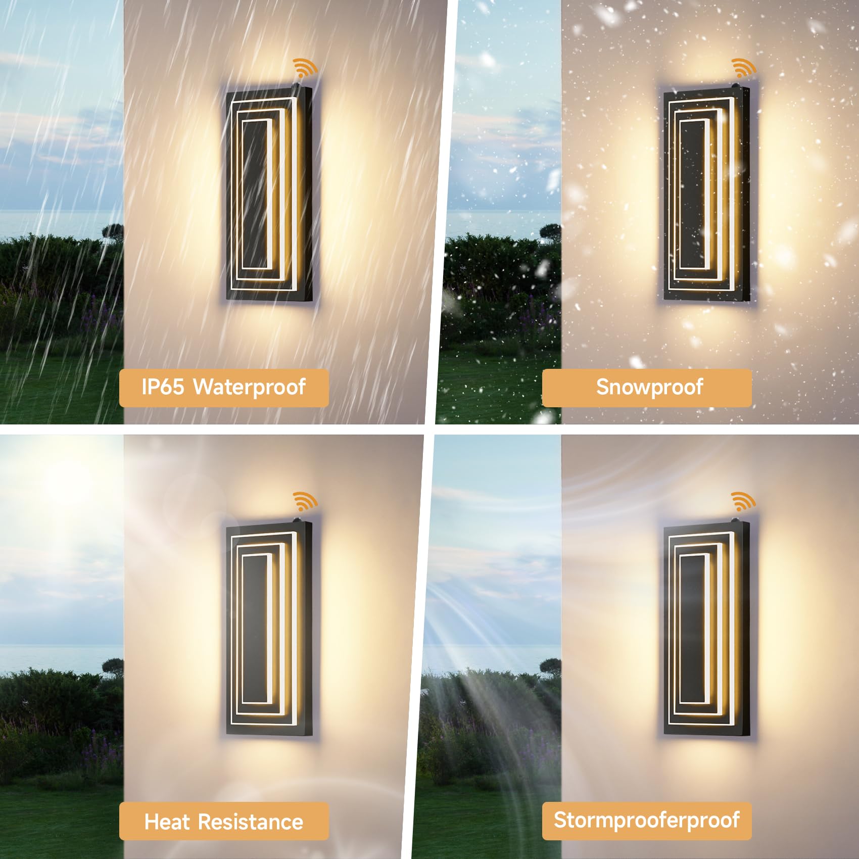 ZSMAIKU Outdoor Wall Light Fixture, 36W LED, 23.6IN Waterproof Sconce, Modern Black Design, Model MK-108-GY60H-3C-1
