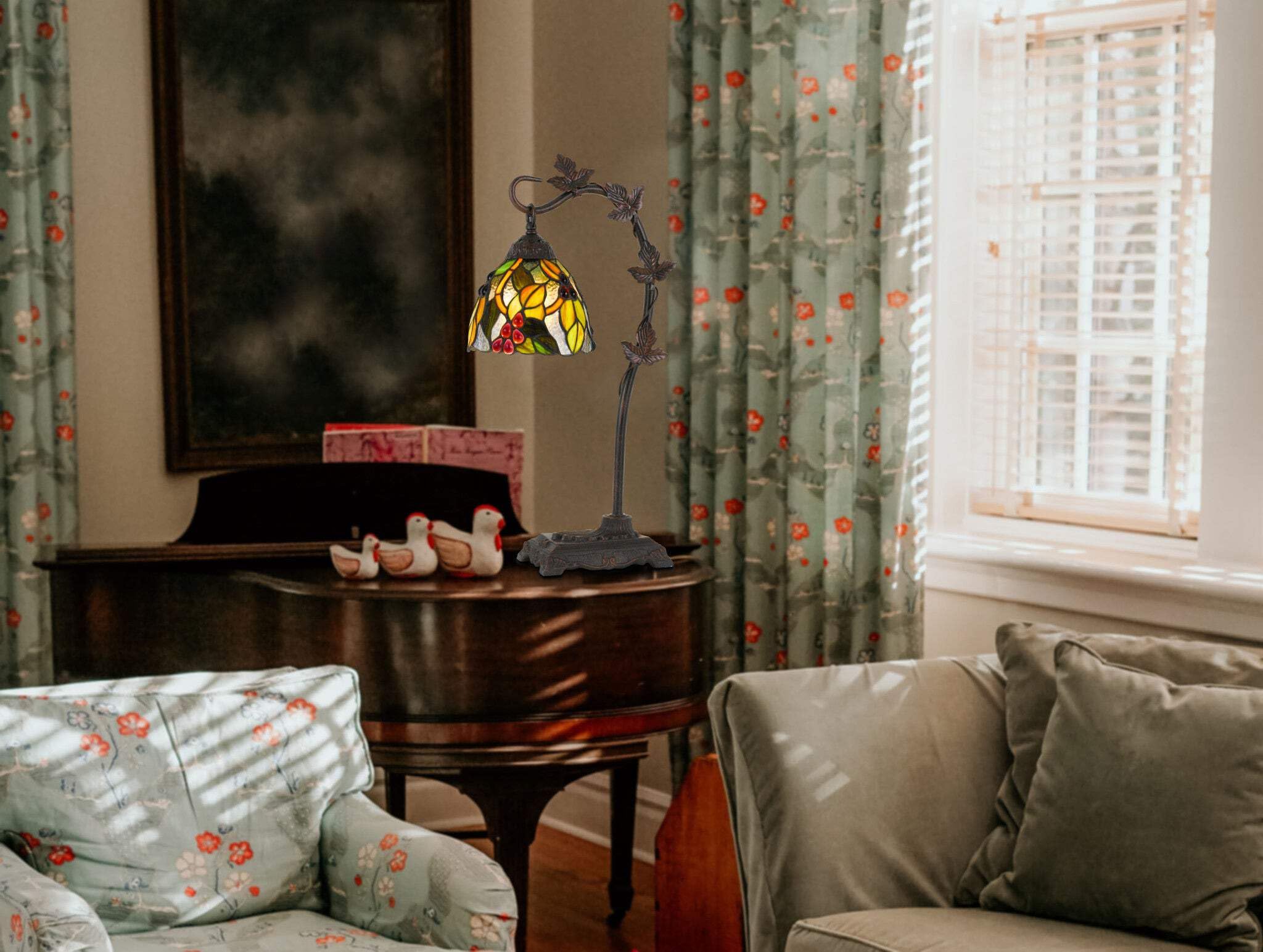 Homeroots 24 In. Bronze Metal Table Lamp With Green Dome Shade, Model 524697