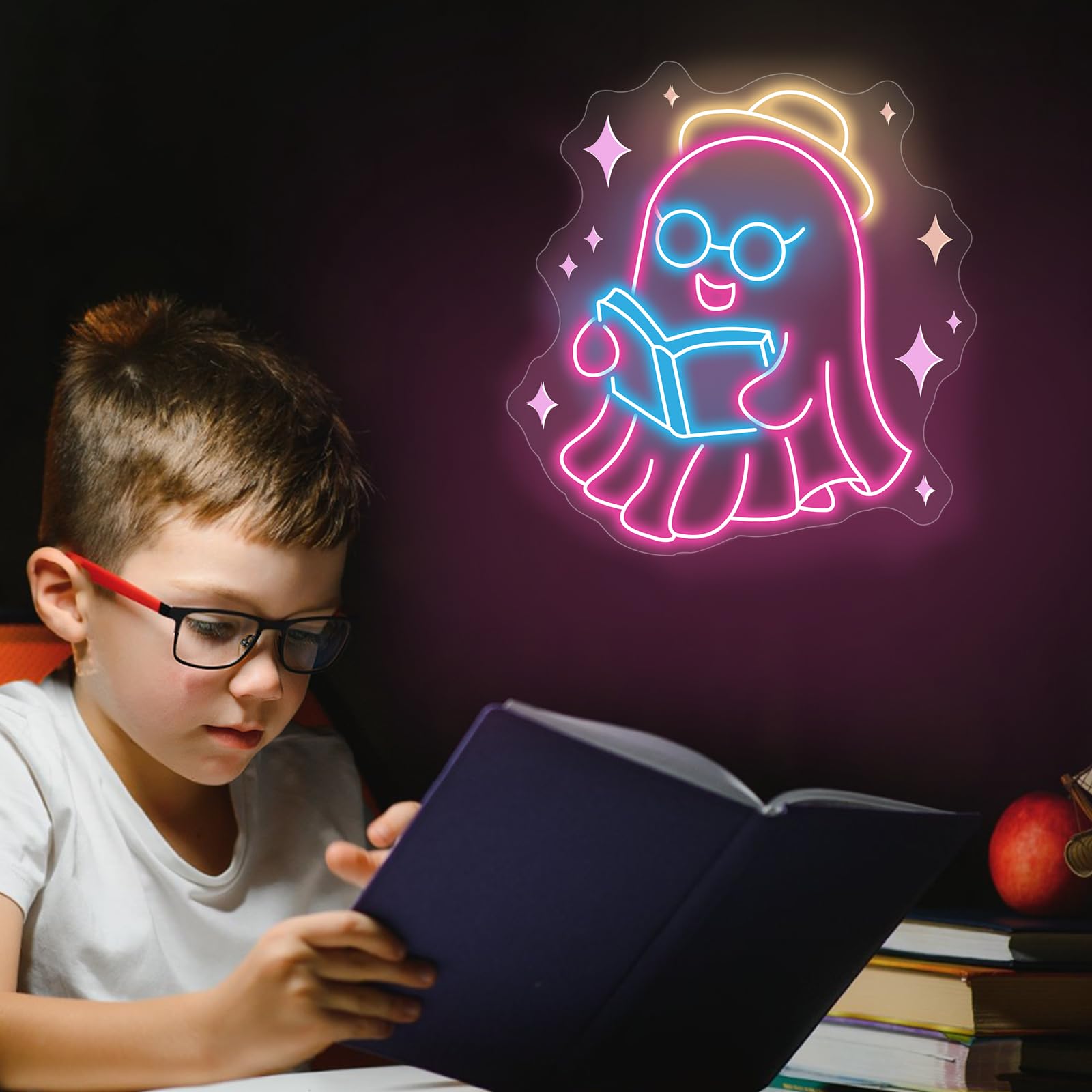 Ghosts Reading Neon Sign Spooky Boo Reading Sign  Ghosts Reading Sign  Spooks Reading  Book Lover Gift  Bookworm Room Decor  Back To School  13.8X13.2