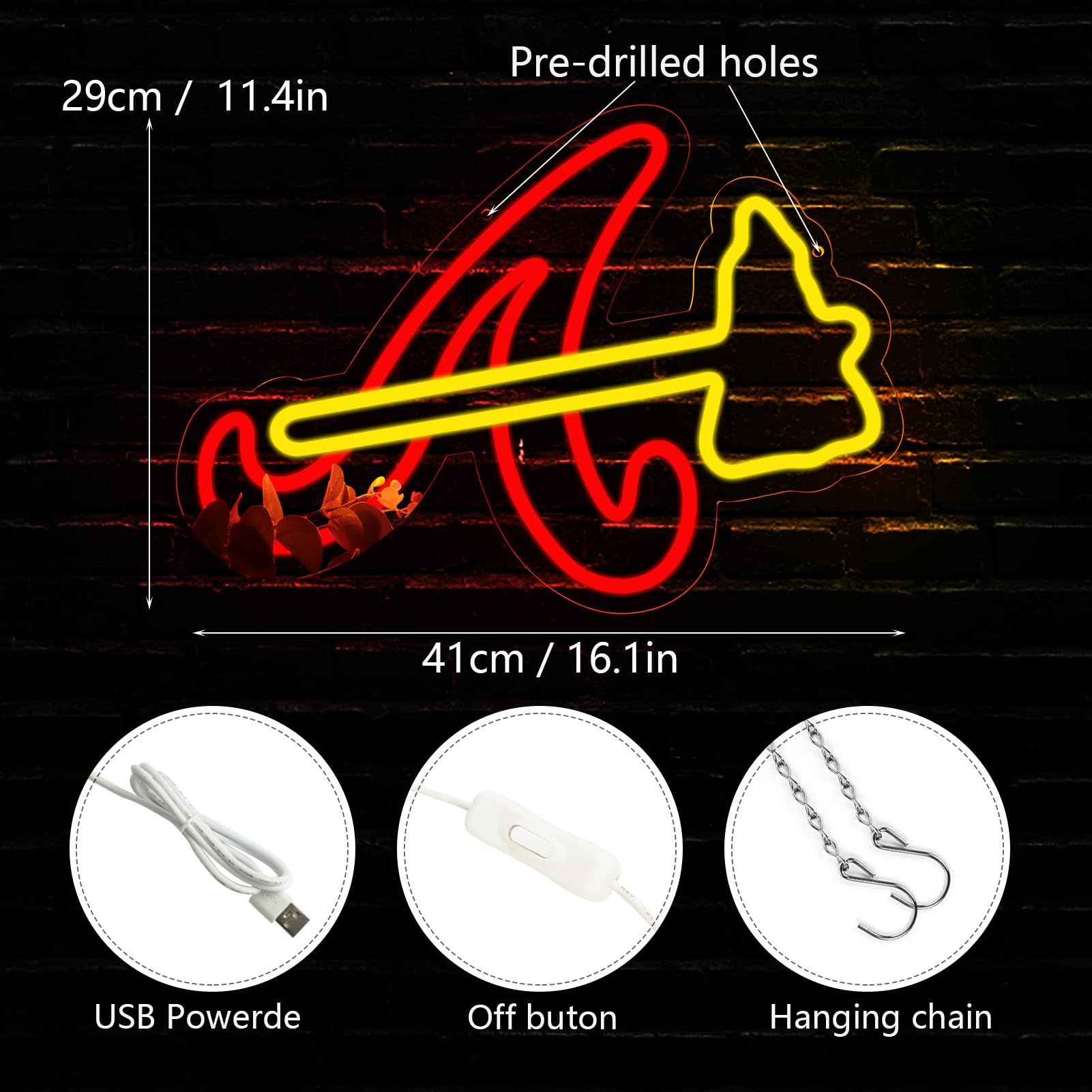 Balanar Neon Sign - Baseball Team Wall Decor, 16.14x11.42 inches, Acrylic, B-Team Logo