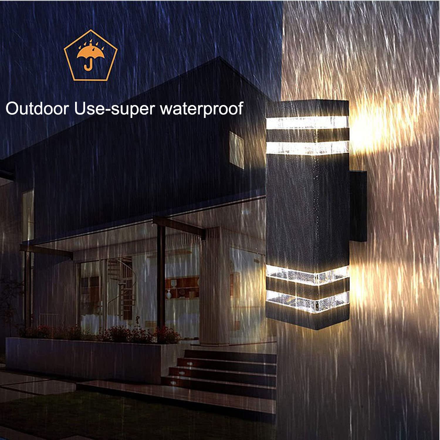 Rgzzup+Malcolm 4 Packs 14W 12Inch Led Square Up&Down Wall Lights 4000K Day White Outdoor, Aluminum Body Waterproof Ip65 Led Porc