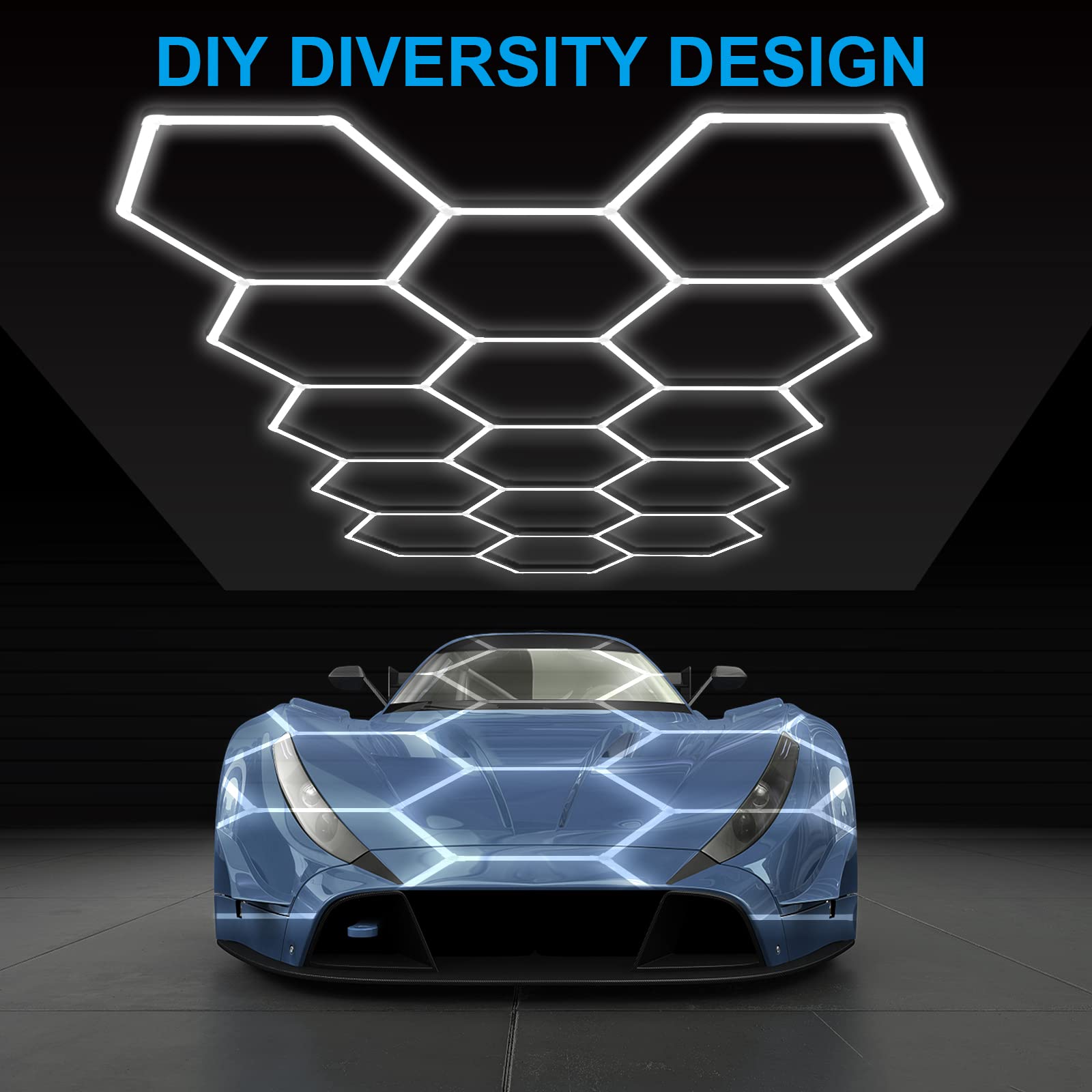 Updated Hexagon Garage Light: 79200Lm Super Bright Hexagon Garage Led Light, 5000K Natural White, 75 Packs Led Light Car Detailing Ceiling Shop Lights For Warehouse Basement Gym Barbershop Salon