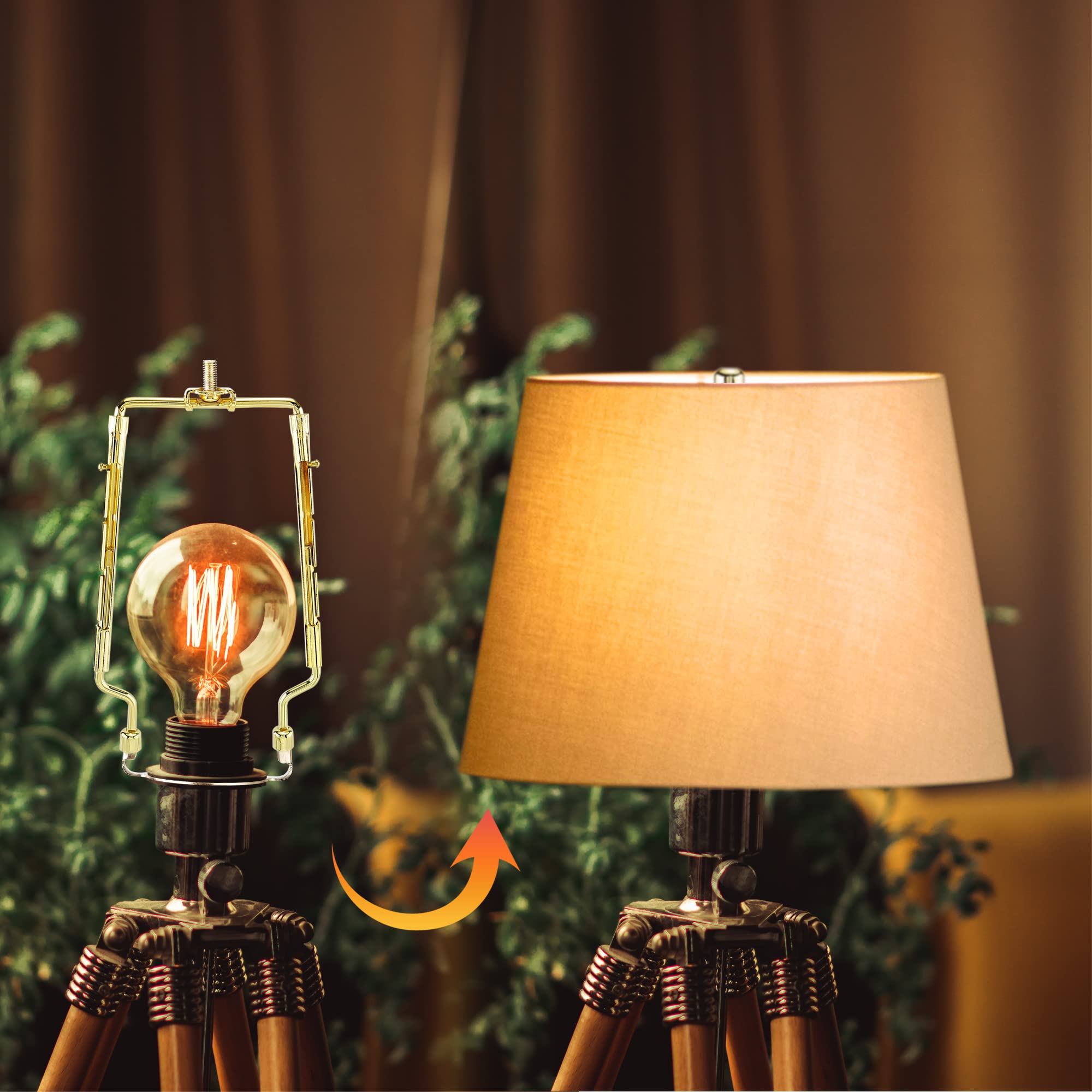 Mornajina Lamp Shade Harp Holder, Adjustable Metal Harps & Finals, Fits Standard Rod & E26/E27 UNO, Gold, Model PPUS17502
