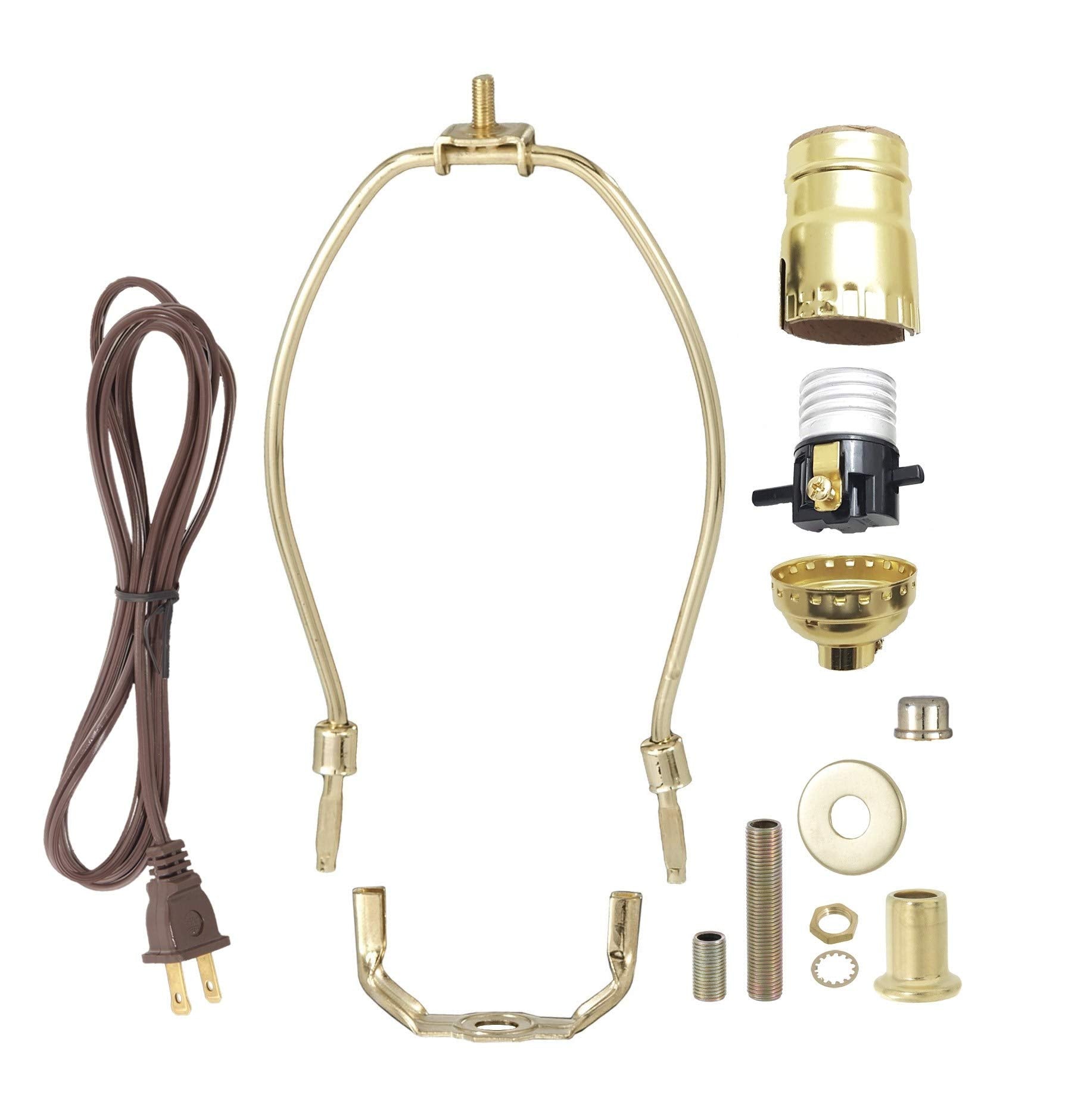 B&P Lamp? Brass Plated Finish Table Lamp Wiring Kit with a 8 Inch Harp and Push-Thru Socket