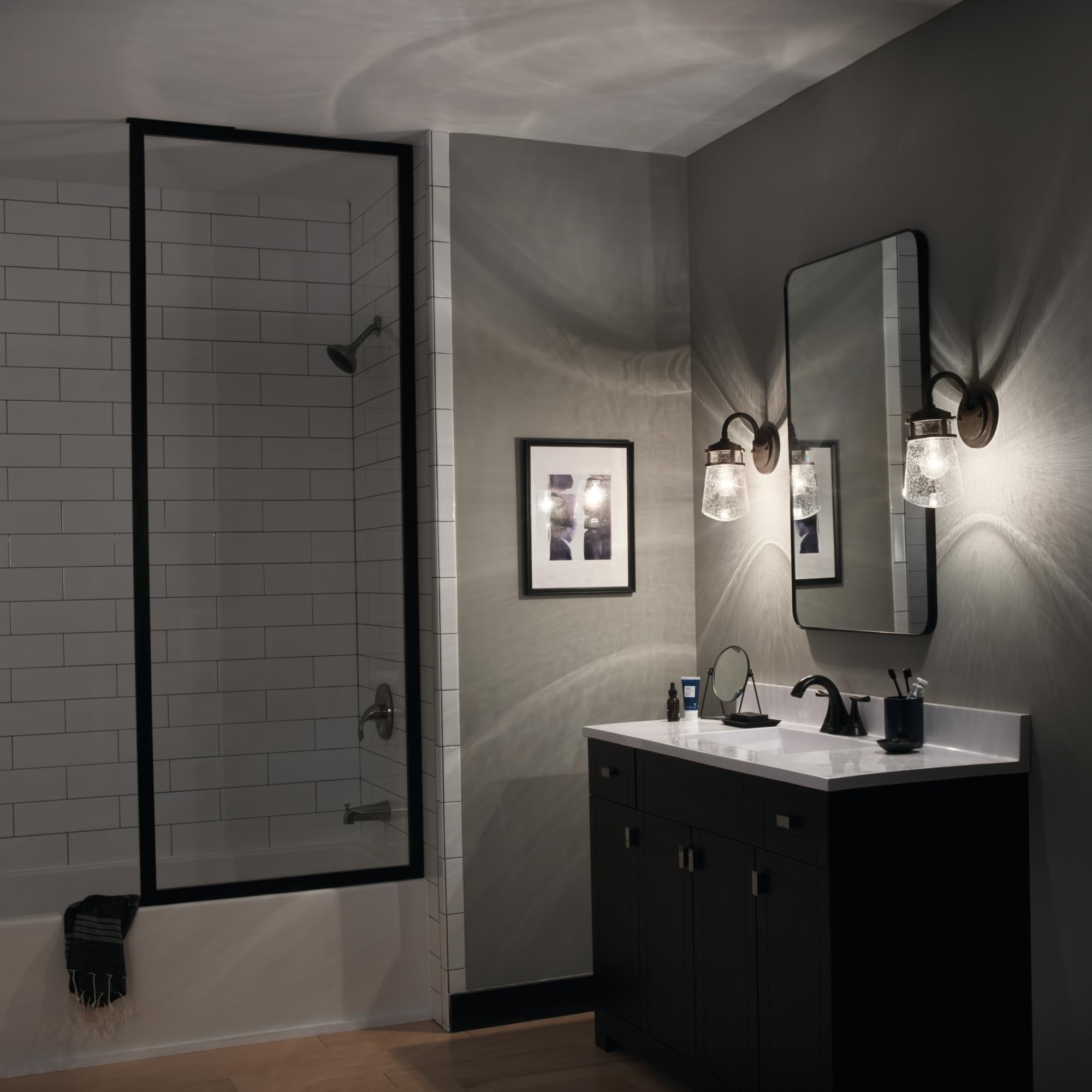 Kichler Lyndon 11.25'' Wall Sconce In Architectural Bronze, 1-Light Indoor Outdoor Wall Light With Clear Seeded, (11.25'' H X 5'