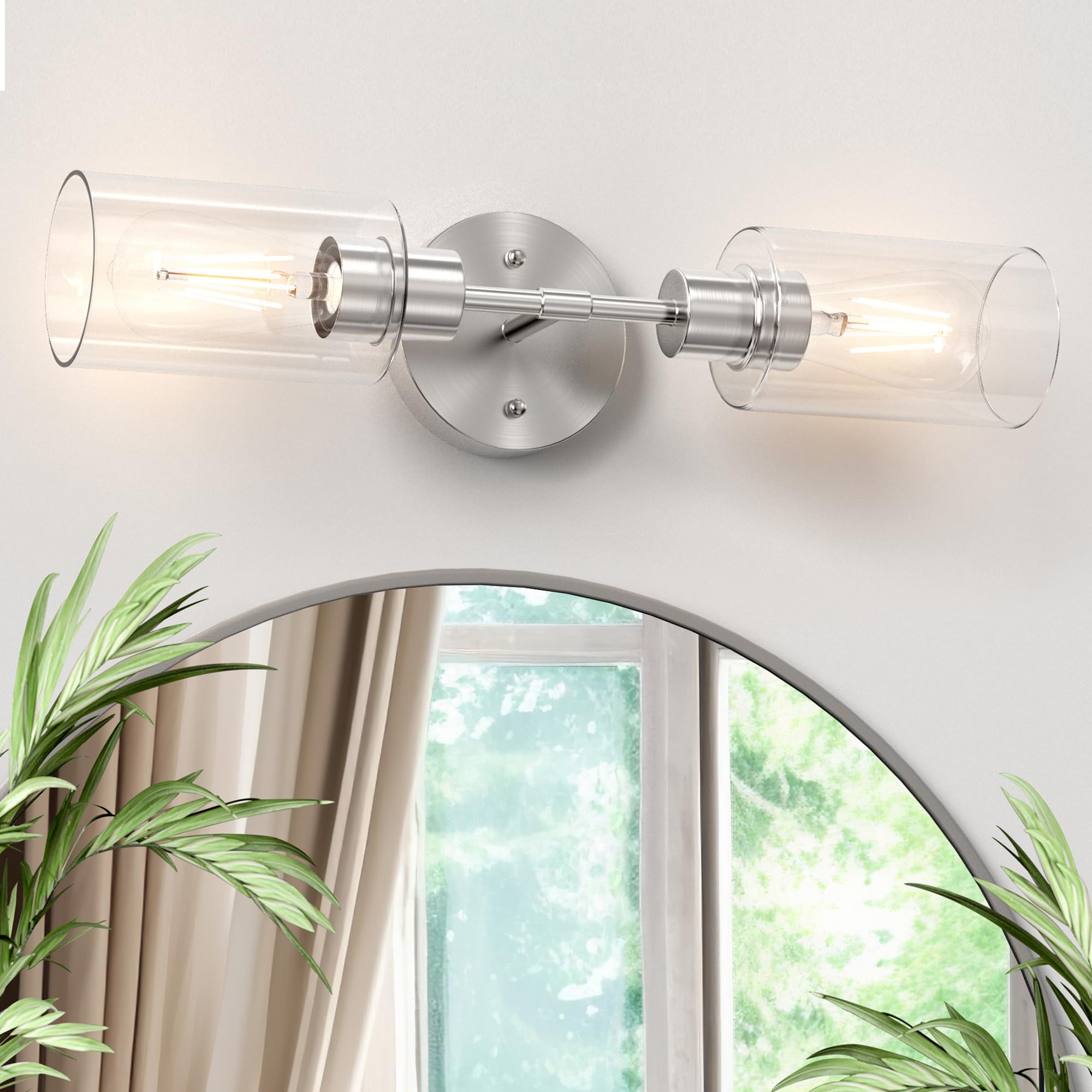 Espird Bathroom Light Fixtures 2 Light Brushed Nickle  Bathroom Vanity Lights Over Mirror  Bathroom Sconces Wall Lighting Farmhouse Vanity Light  Modern Vanity Lights With Clear Shades