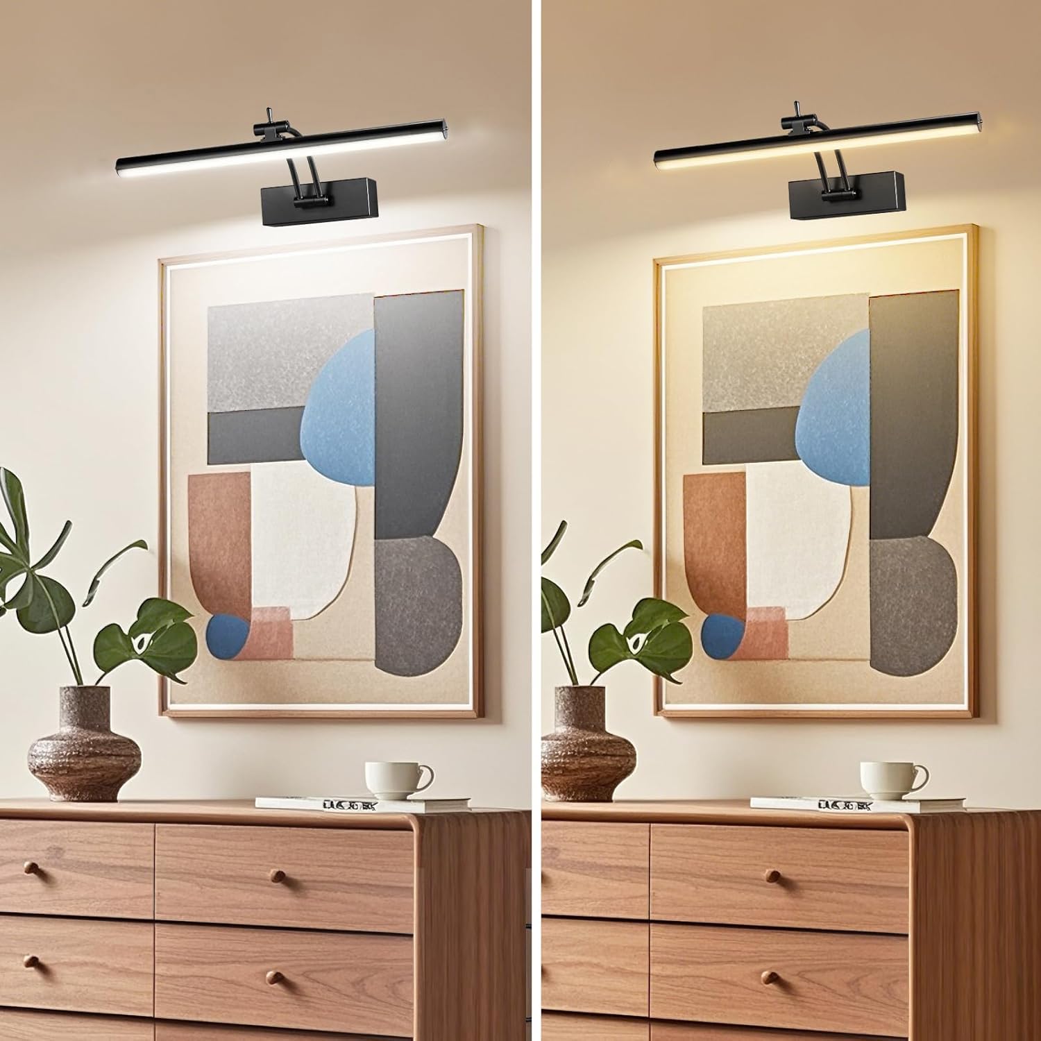 Yuichoy 12" Battery Operated Picture Lights, Dimmable Wireless Art Lighting, Black, Model Yun12-ZH-2HS, 4200mAh, Remote Control