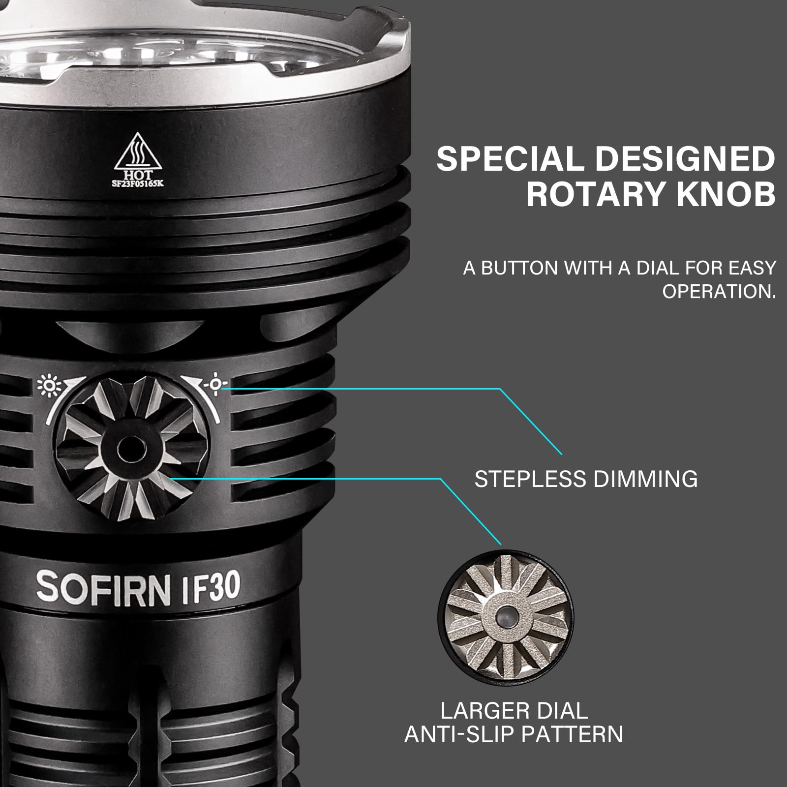 Sofirn IF30 Flashlight - 12000 Lumens, 685m Beam Distance, USB-C Rechargeable, Waterproof, Berry Color
