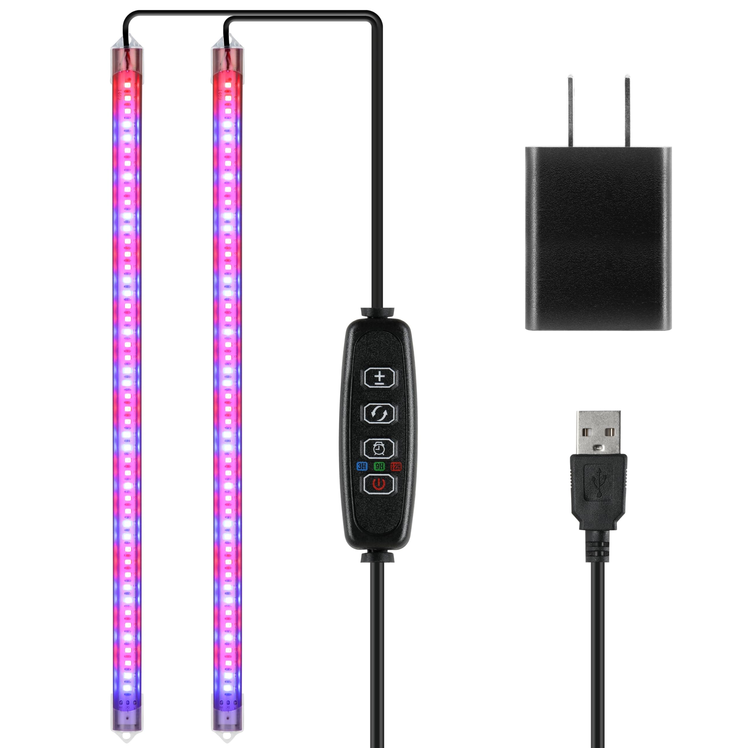 Ipower 20W Led Grow Light Strips For Indoor Plants With Auto On/Off 3/9/12H Timer 10 Dimmable Levels 48 Leds Per Tube Sunlike Gr