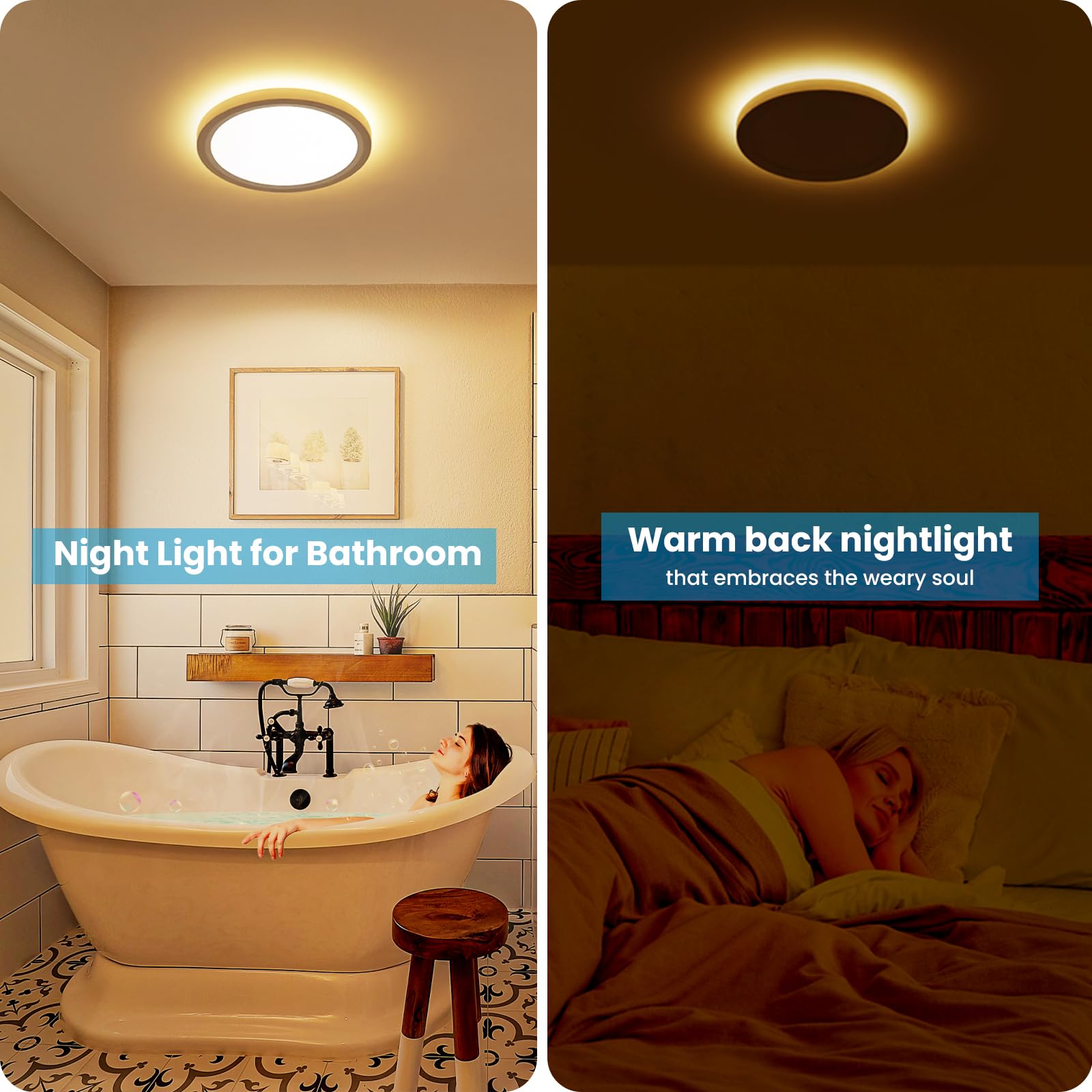 Fairdeer 4Pack 7 Inch Led Flush Mount Ceiling Lights With Night Light, 15W 1500Lm 3000K Warm To 6500K Cold Light Selectable, Sma
