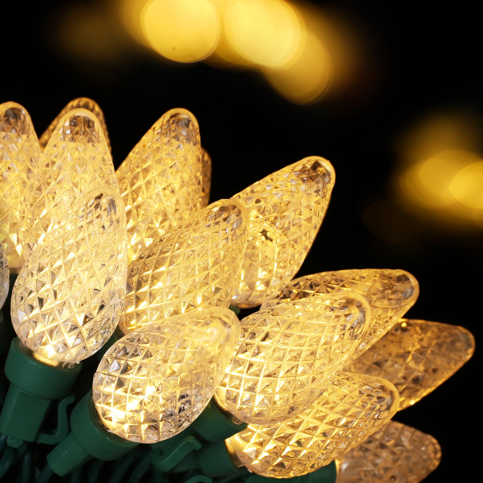 TOPKDA C7 Led Christmas String Lights, 25.16ft 50 LED Connectable Outdoor Indoor Decorative Light Strand, Warm White Xmas Holida