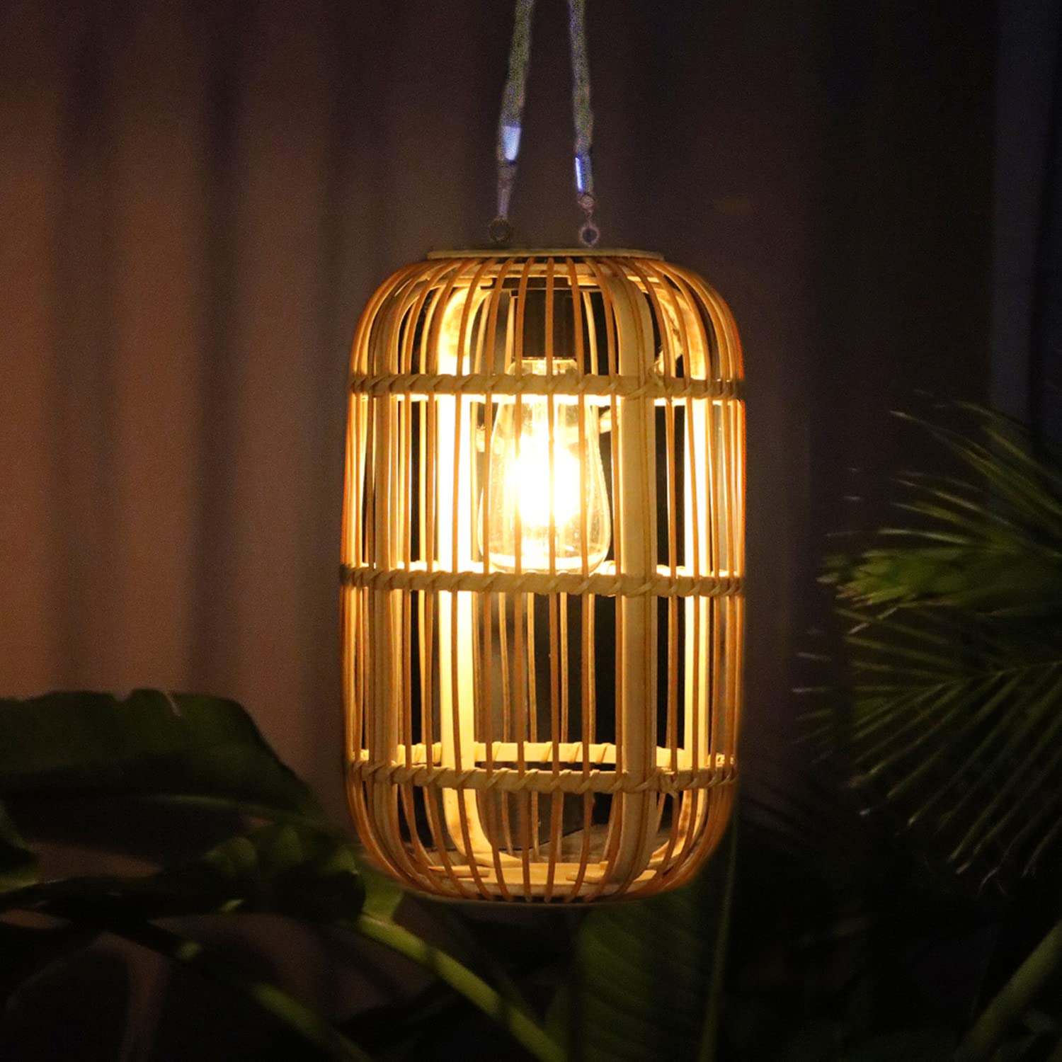 Livinlarge Solar Lantern - Outdoor Waterproof Hanging Rattan with Handle, Multicolor, Model HSL432 for Garden Patio Decoration