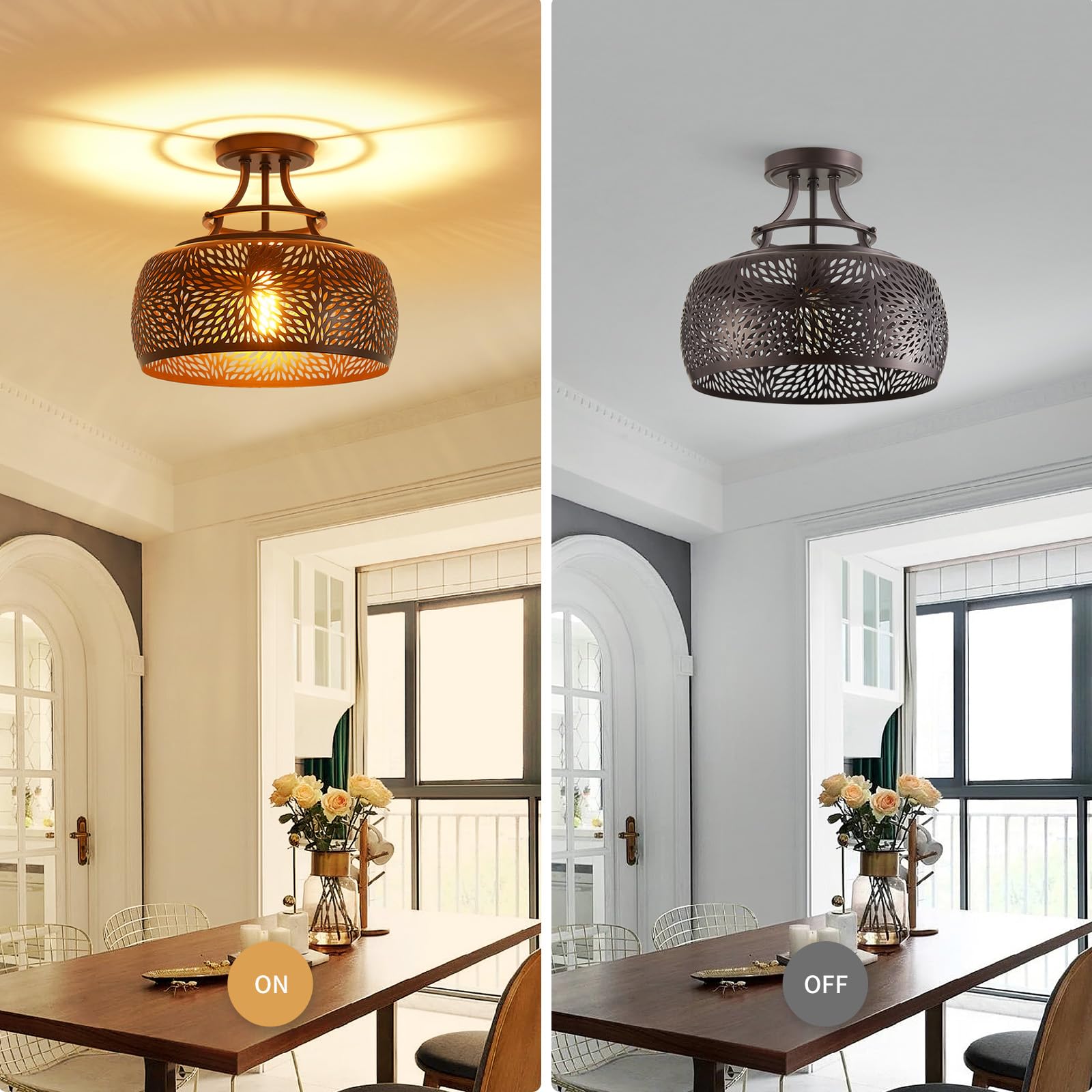 WUZUPS Chandelier Ceiling Light Fixture, Rustic Industrial Design, 11.8in H x 13.4in W, Oil Rubbed Bronze, Model USHD9606-M-ORB-S