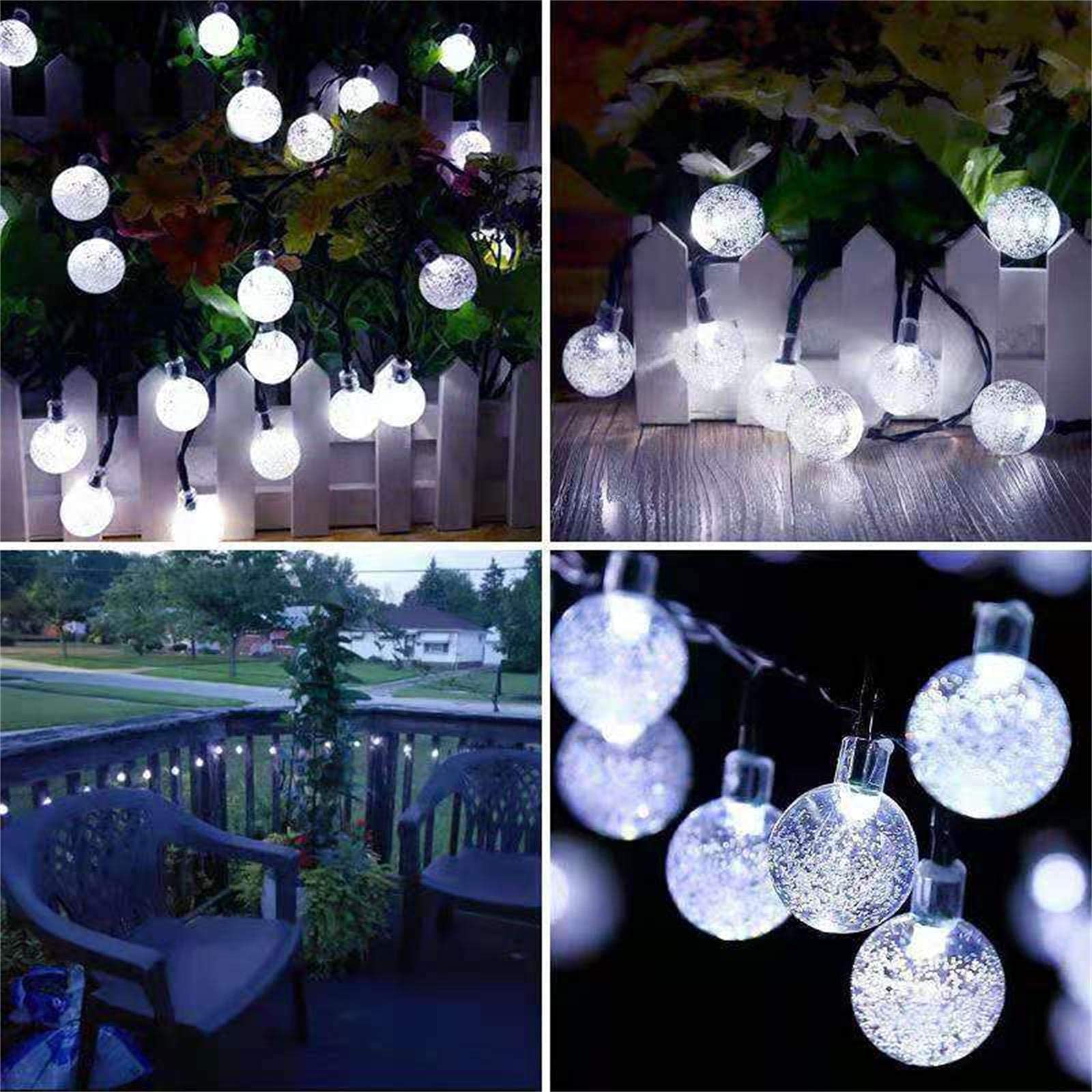 White 2-Pack 100 LED 64FT Crystal Globe Solar Christmas Lights Outdoor, Waterproof Solar String Lights Outdoor Decorative, 8 Lig