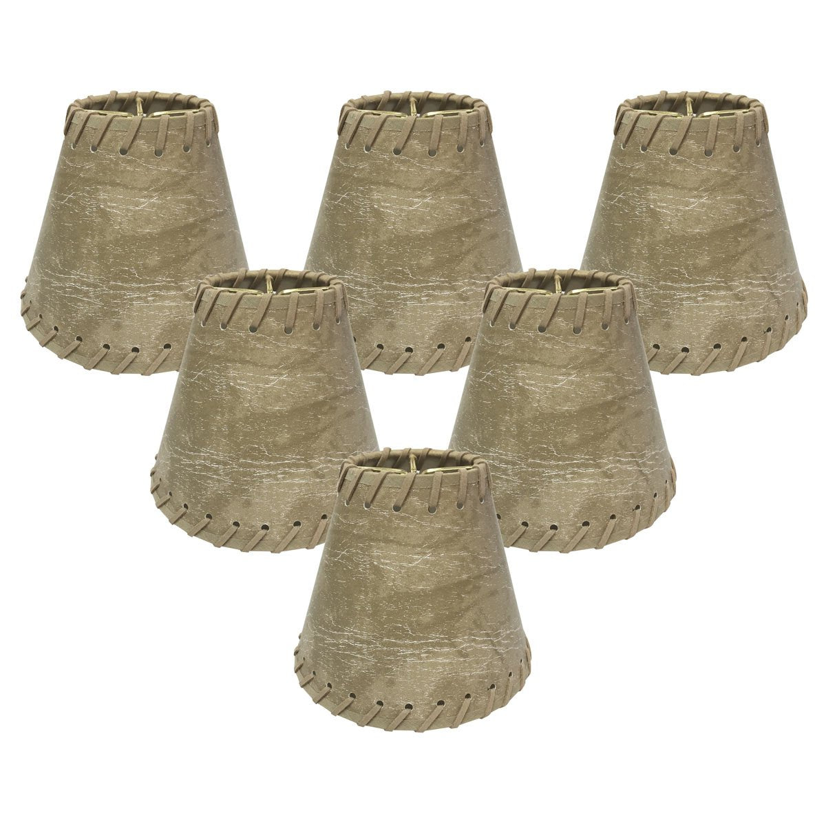 Royal Designs, Inc. Round Faux Leather Chandelier Shade CS-972-6-6, Light Brown, 3in x 6in x 5in, Pack of 6
