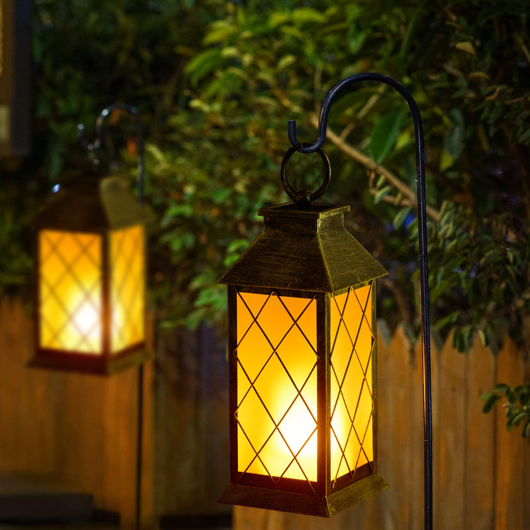 anyperfect 18in Solar Lantern, Waterproof Hanging Metal Decorative Light, Patina, Model X3-DL0104