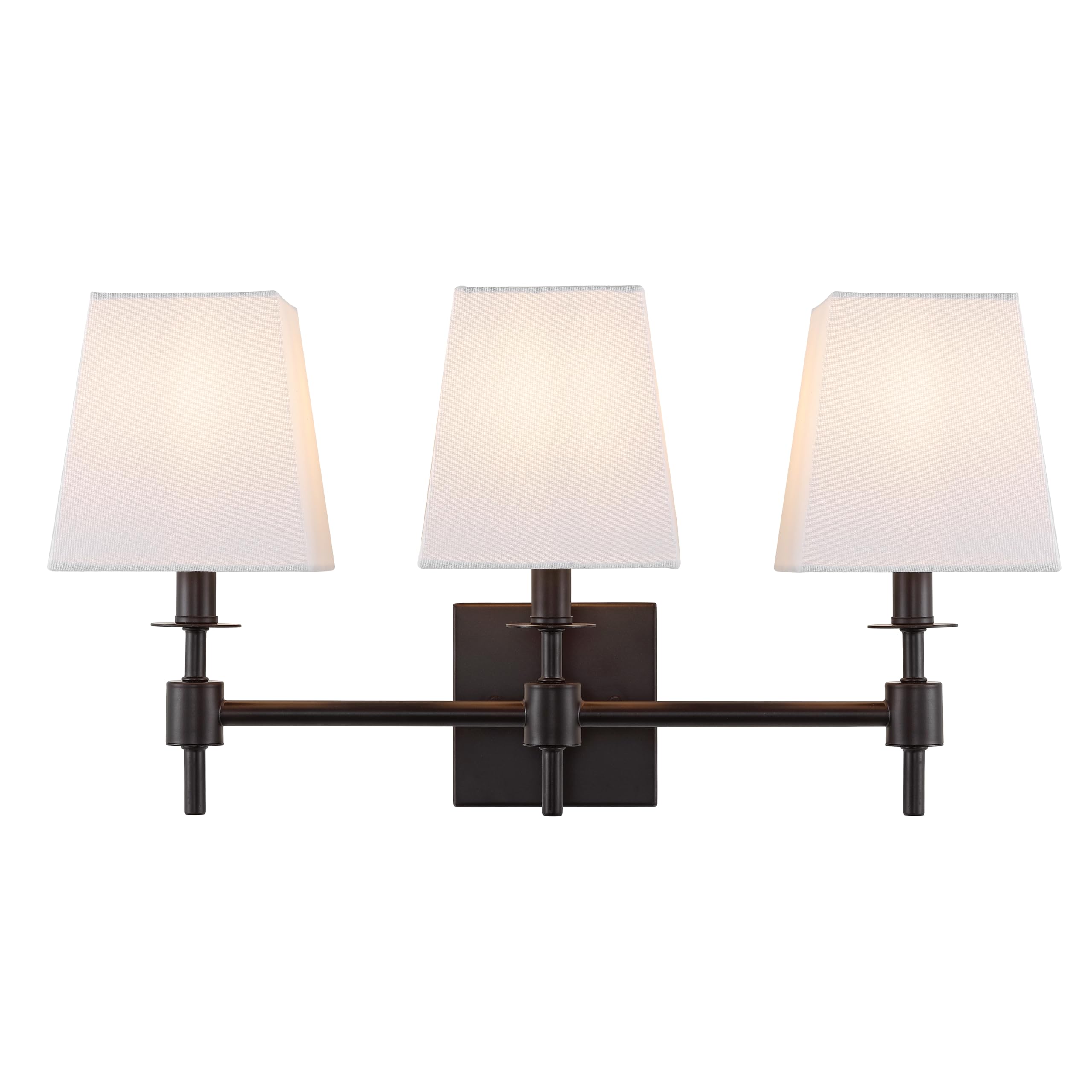 SAFAVIEH Lighting - Clelia 3-Light 21.2-Inch Wall Sconce - Black - Fabric Shade - Modern 3-Light Design - Ideal for Vanity, Hall